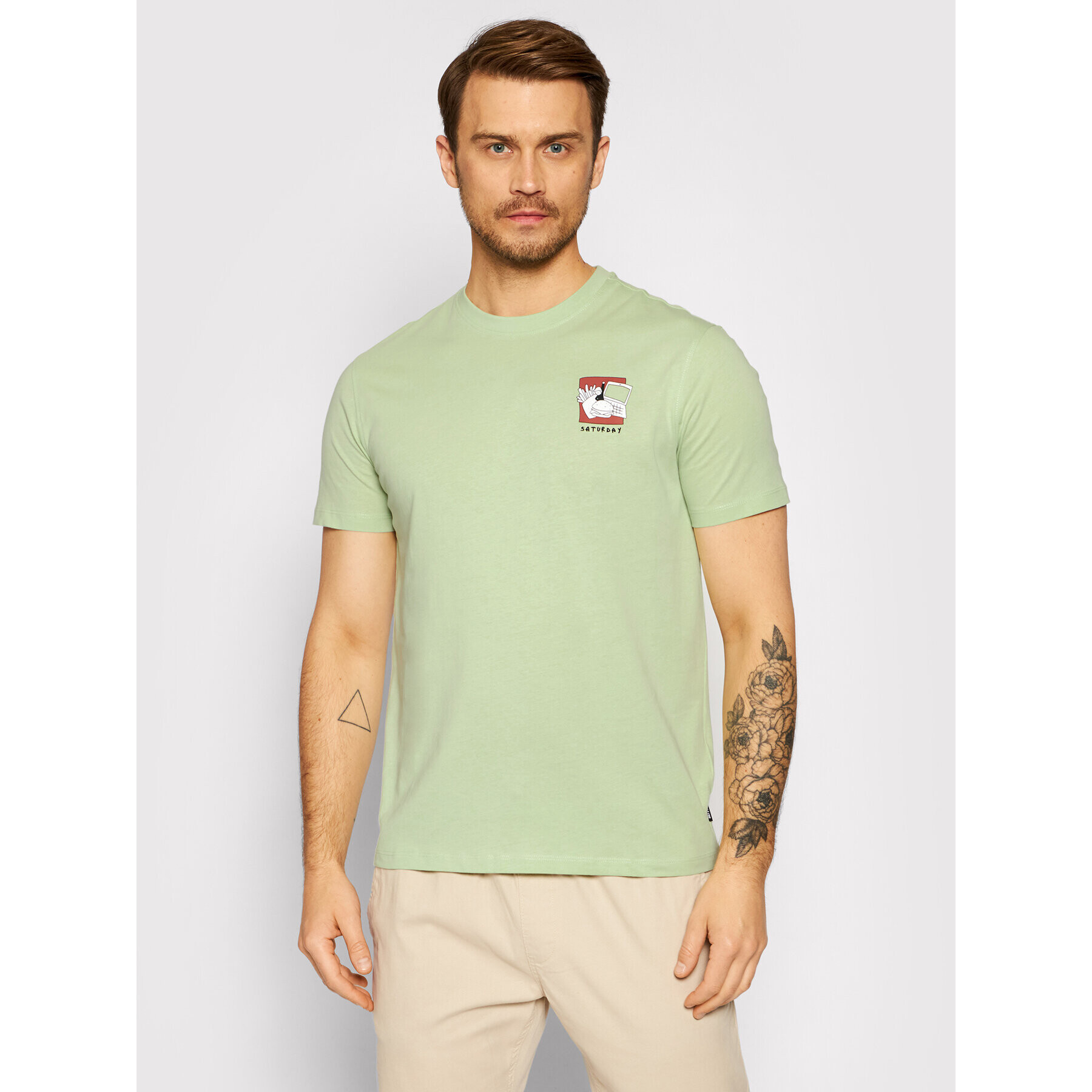 Only & Sons Tricou Mikkel 22019089 Verde Regular Fit - Pled.ro