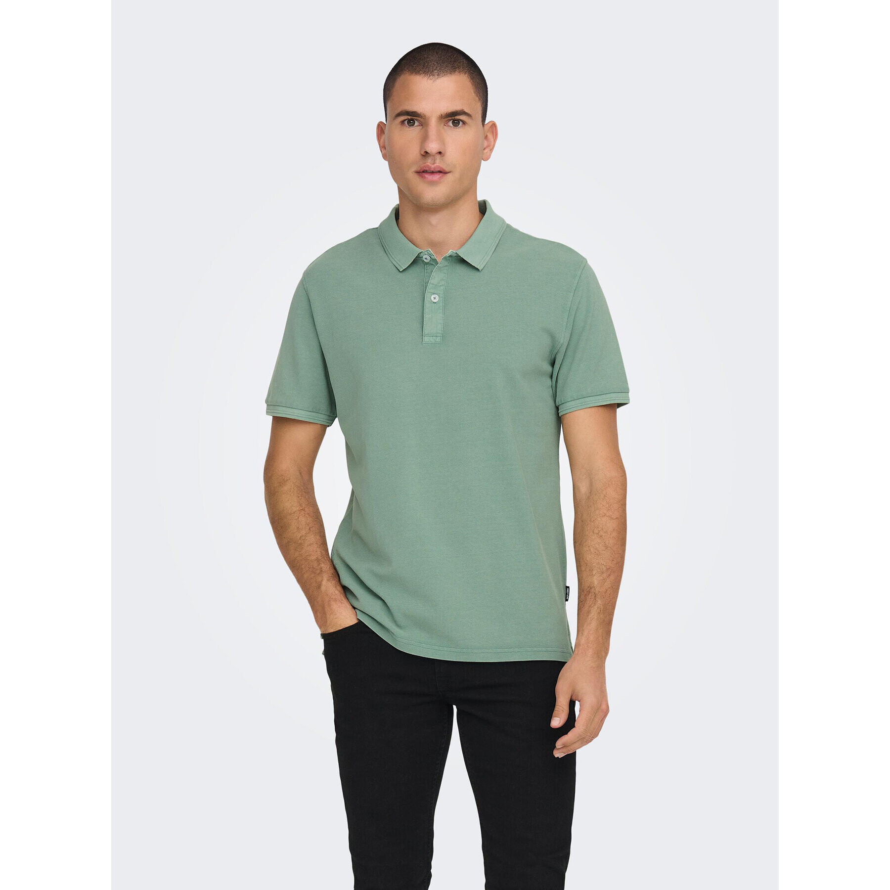 Only & Sons Tricou polo 22021769 Verde Slim Fit - Pled.ro