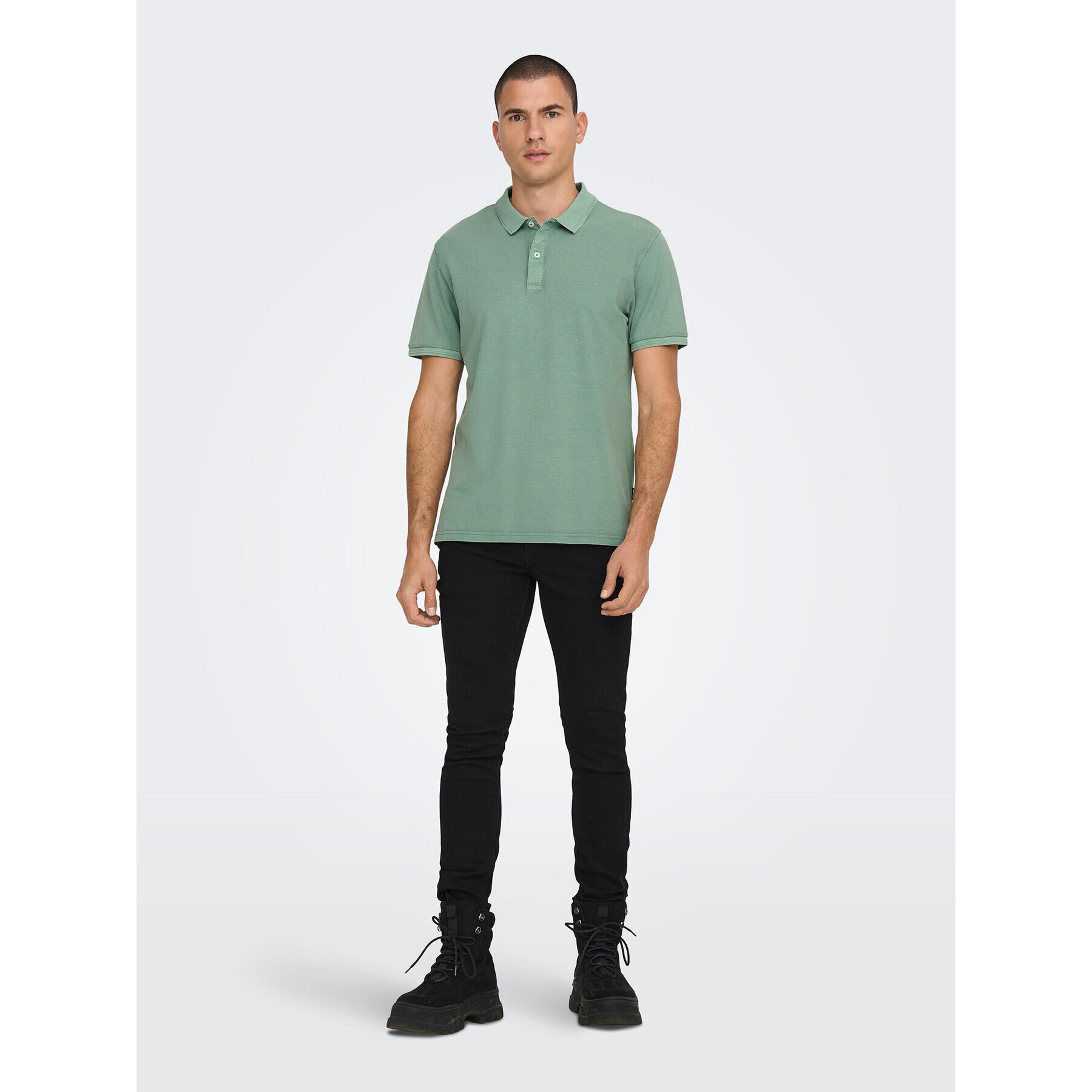 Only & Sons Tricou polo 22021769 Verde Slim Fit - Pled.ro