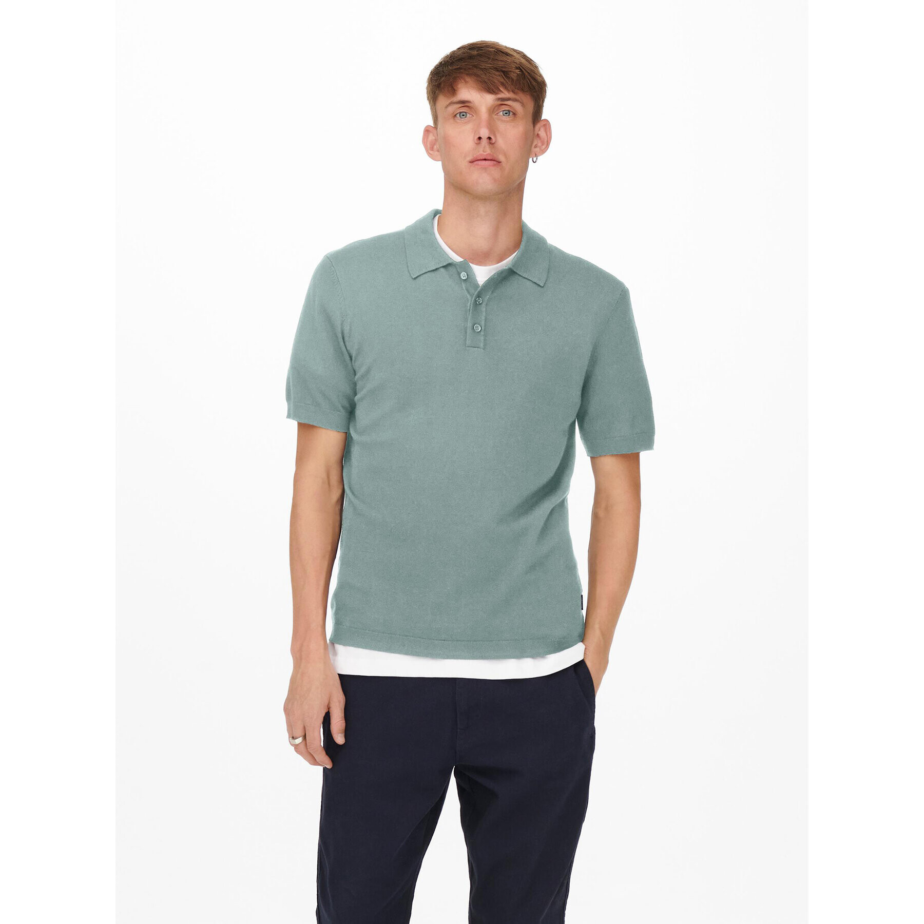 Only & Sons Tricou polo 22022219 Albastru Regular Fit - Pled.ro