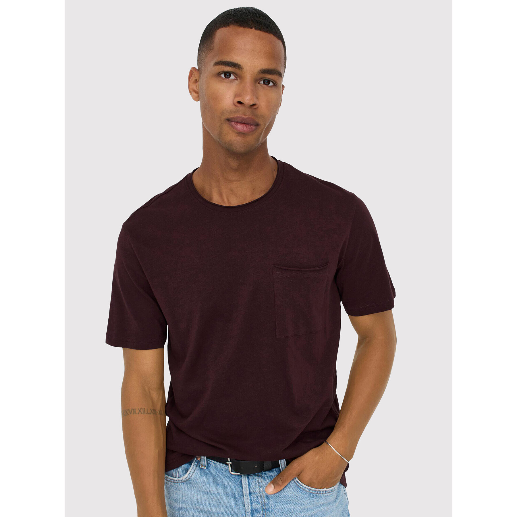 Only & Sons Tricou Roy 22022531 Vișiniu Regular Fit - Pled.ro