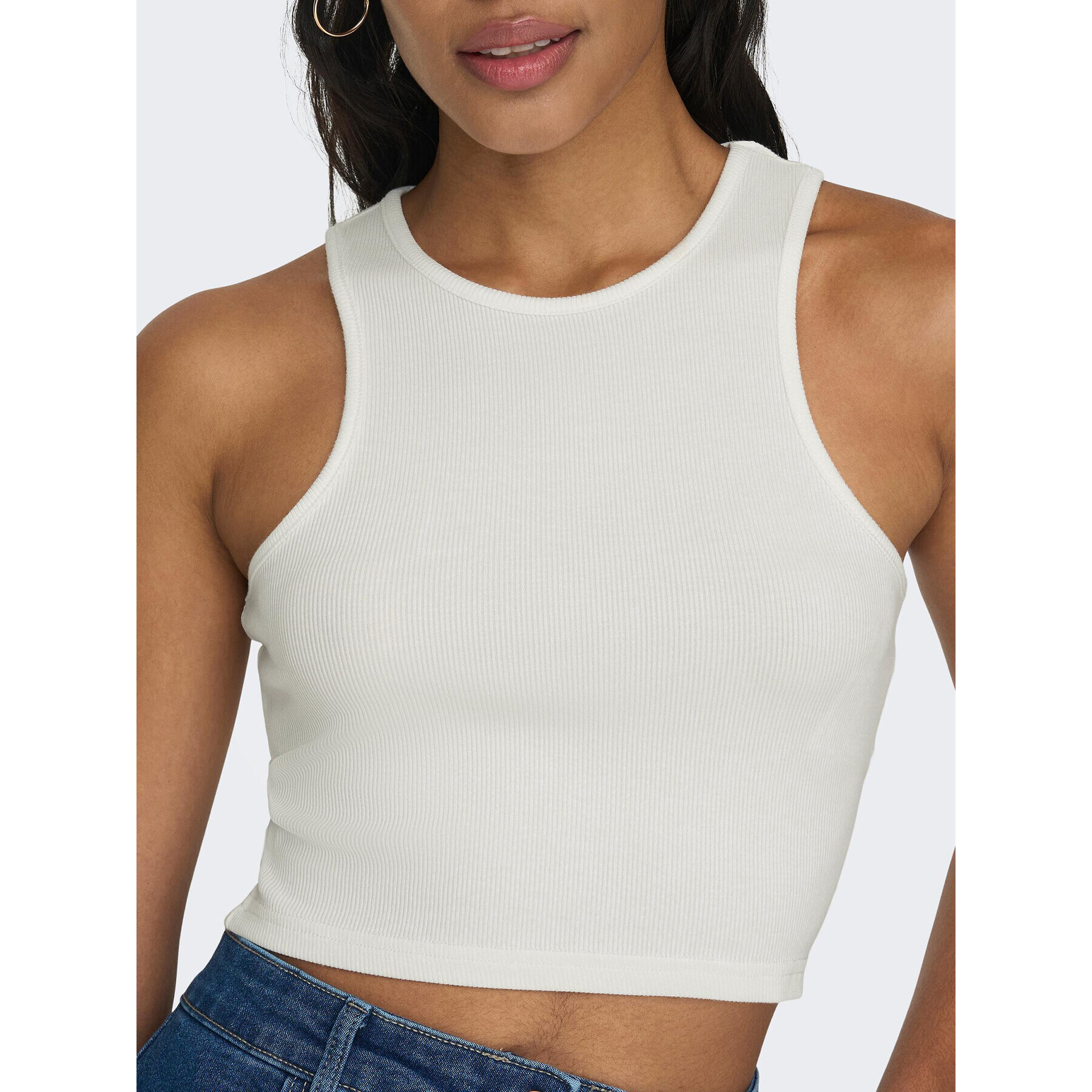 ONLY Top 15289846 Alb Cropped Fit - Pled.ro