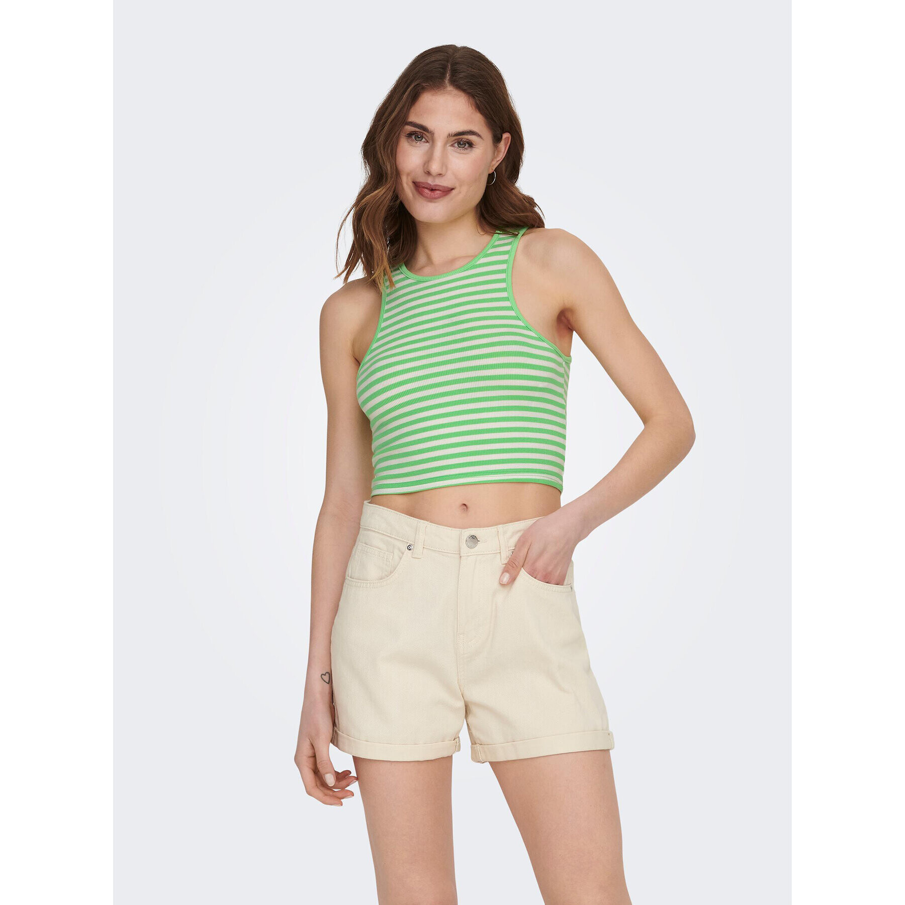 ONLY Top 15289846 Verde Cropped Fit - Pled.ro