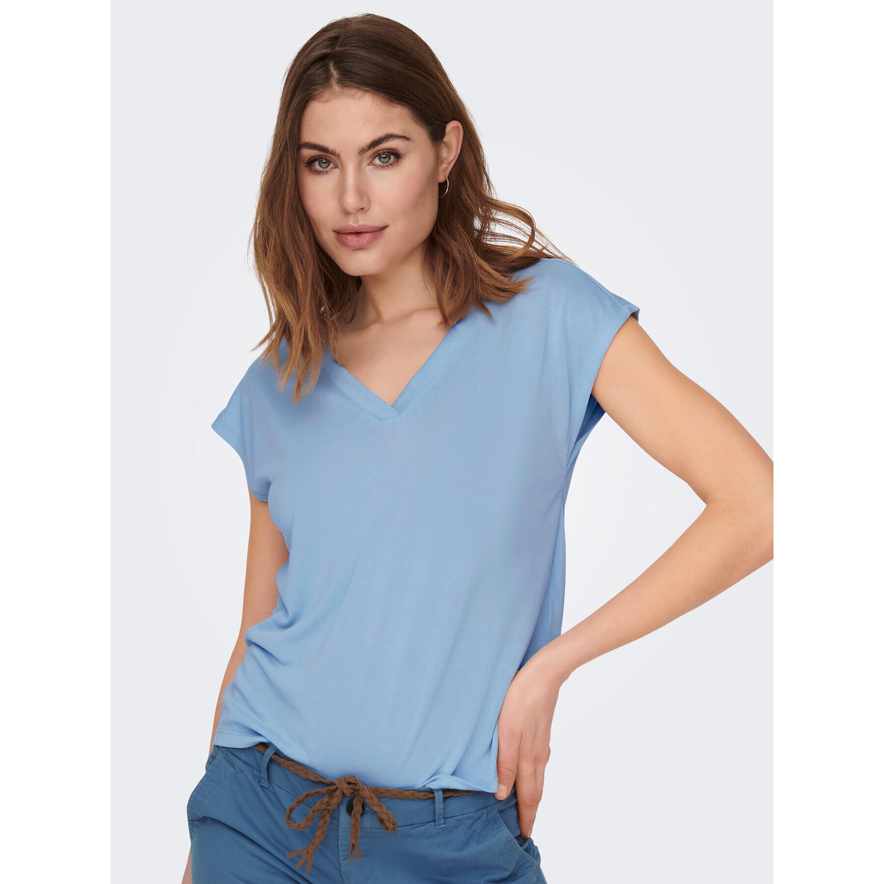 ONLY Tricou Free 15287041 Albastru Regular Fit - Pled.ro