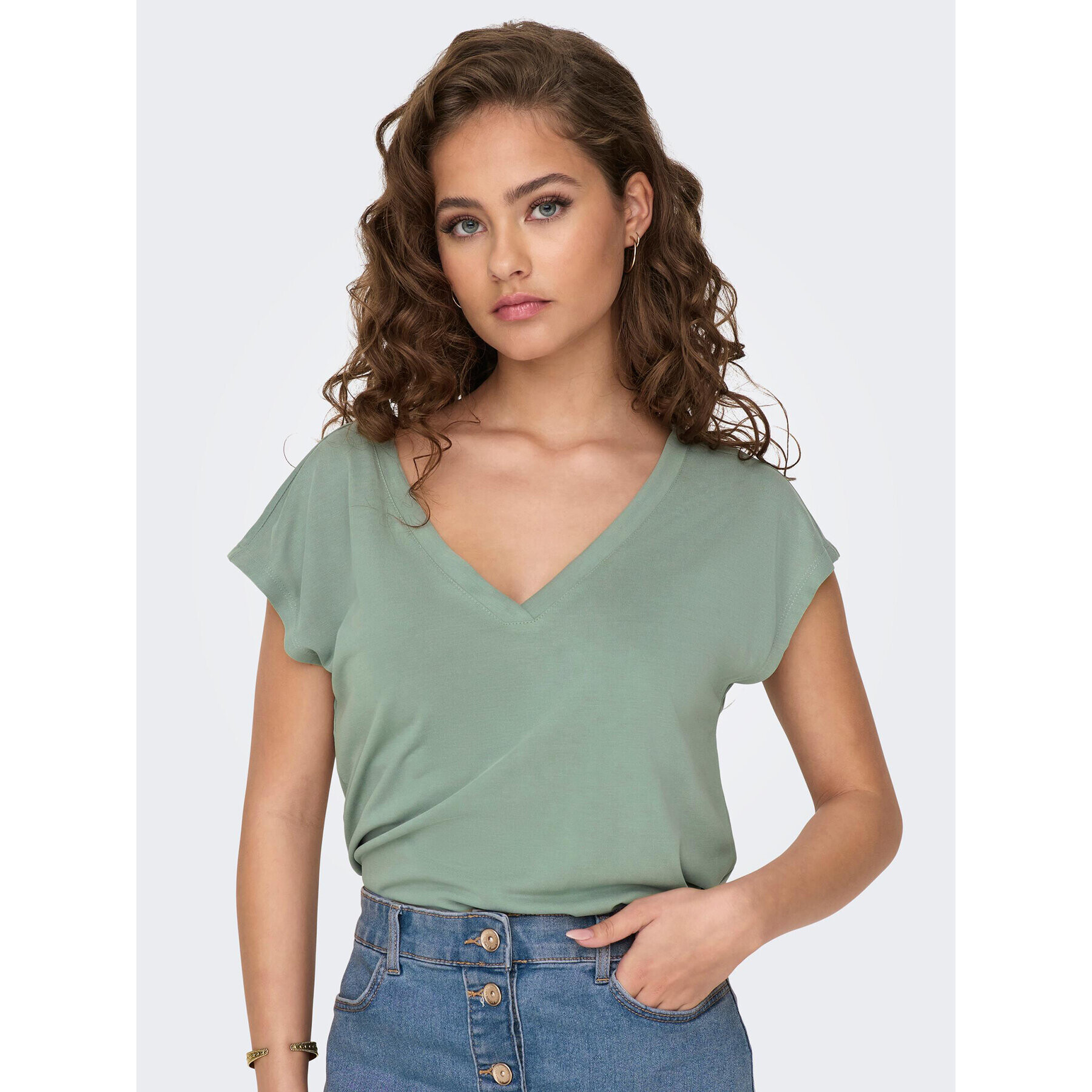 ONLY Tricou Free 15287041 Verde Regular Fit - Pled.ro