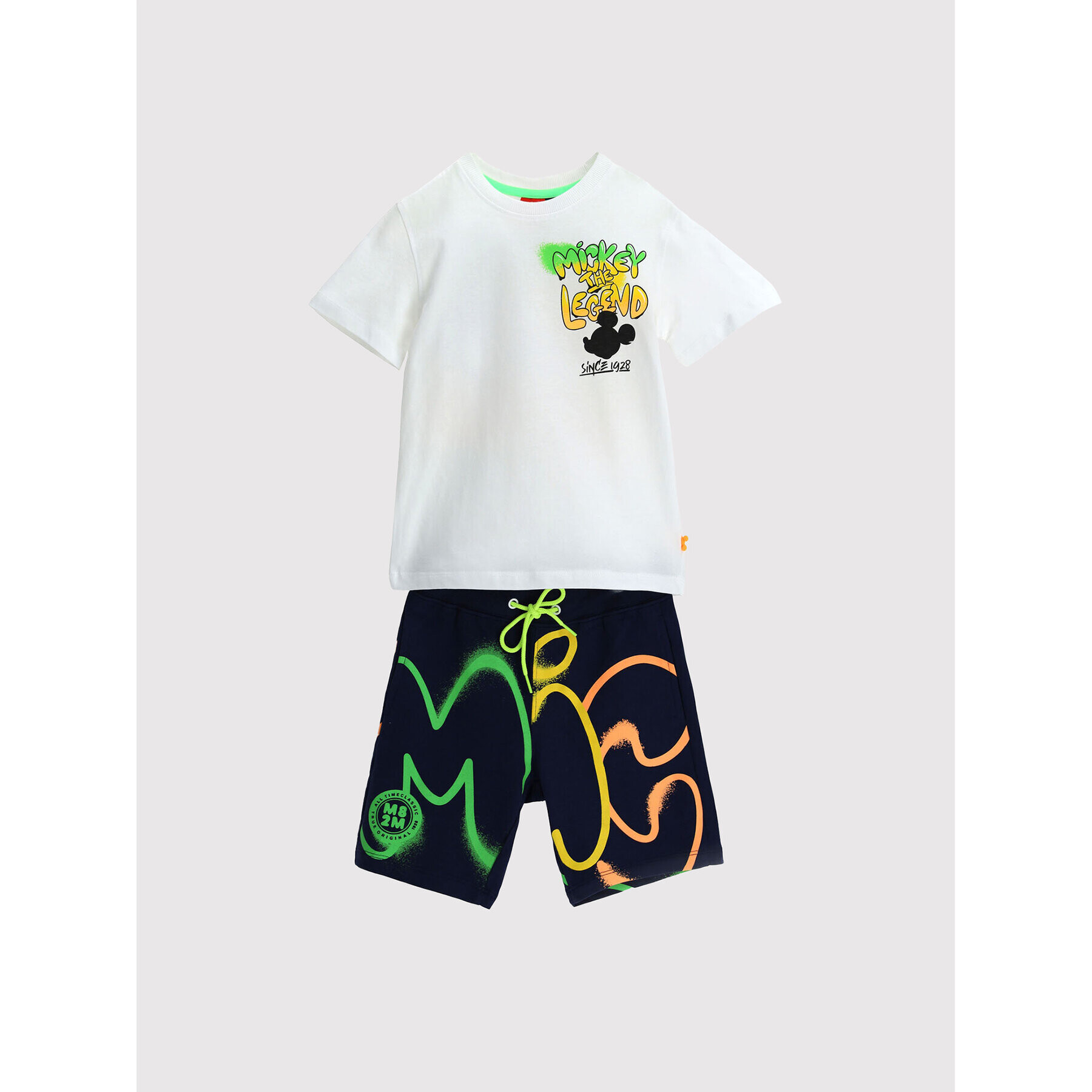 Original Marines Set tricou și pantaloni scurți MICKEY MOUSE DCPV2254B Alb Regular Fit - Pled.ro