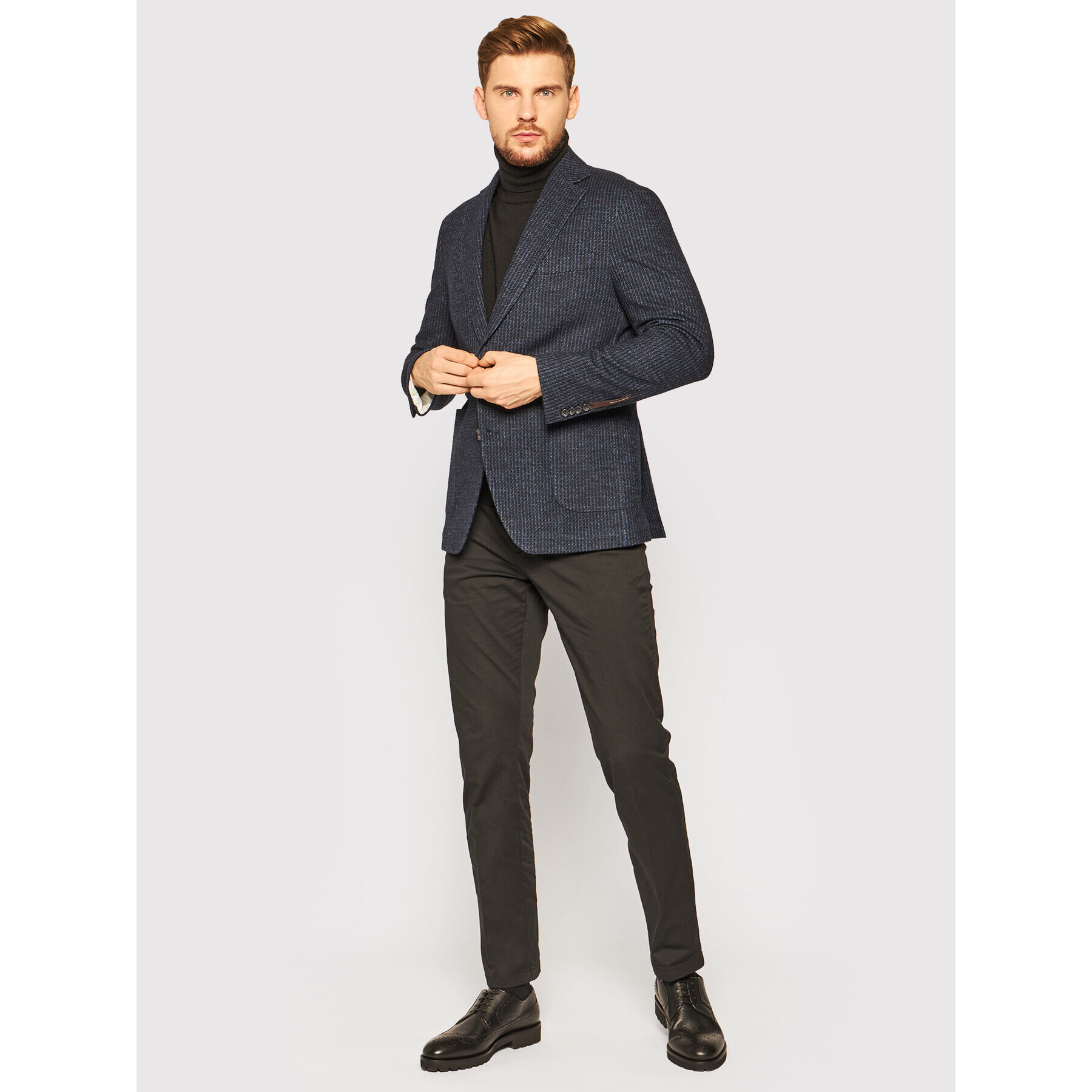 Oscar Jacobson Sacou Ferry Patch 3172 5267 Bleumarin Regular Fit - Pled.ro