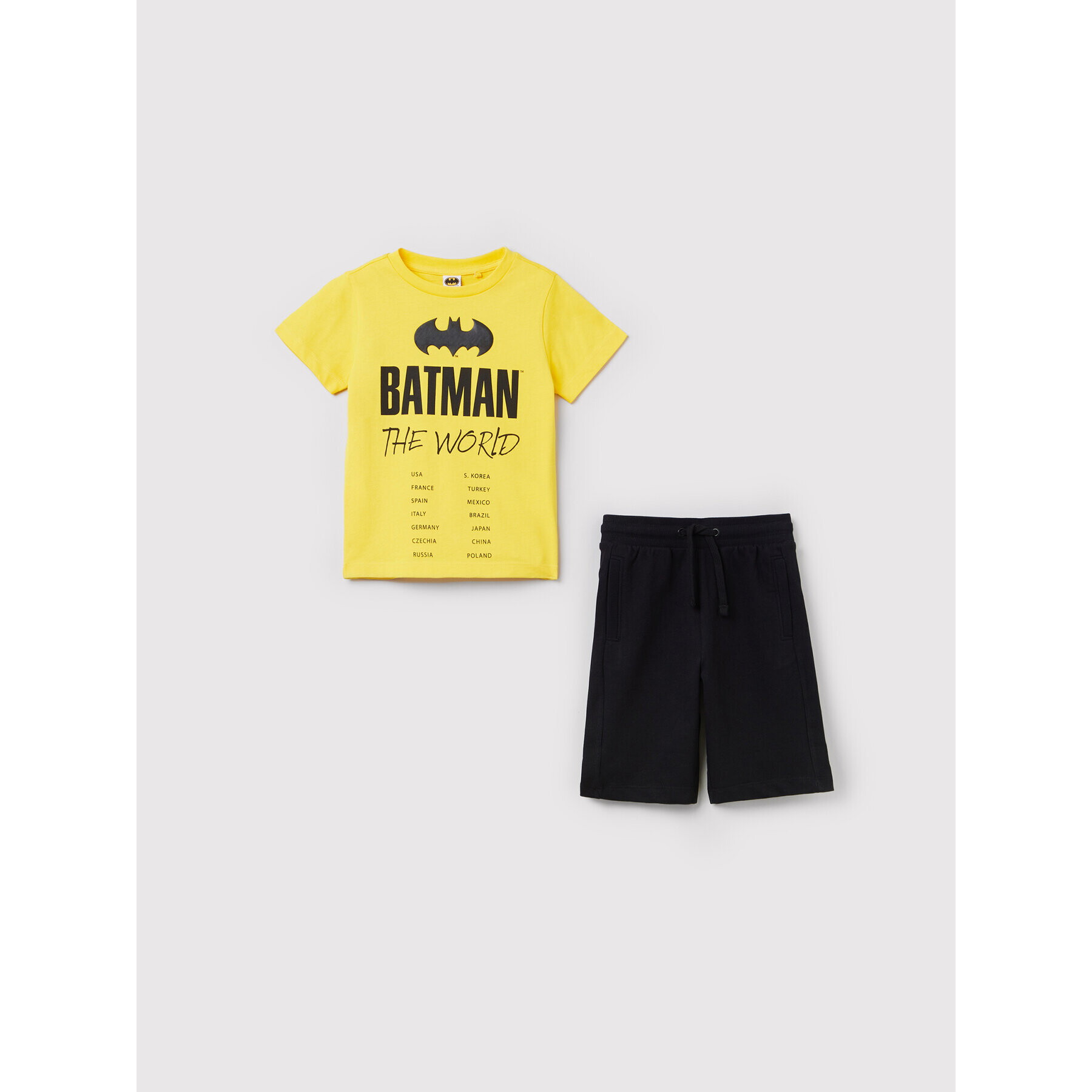 OVS Set tricou și pantaloni scurți BATMAN 1437965 Galben Regular Fit - Pled.ro