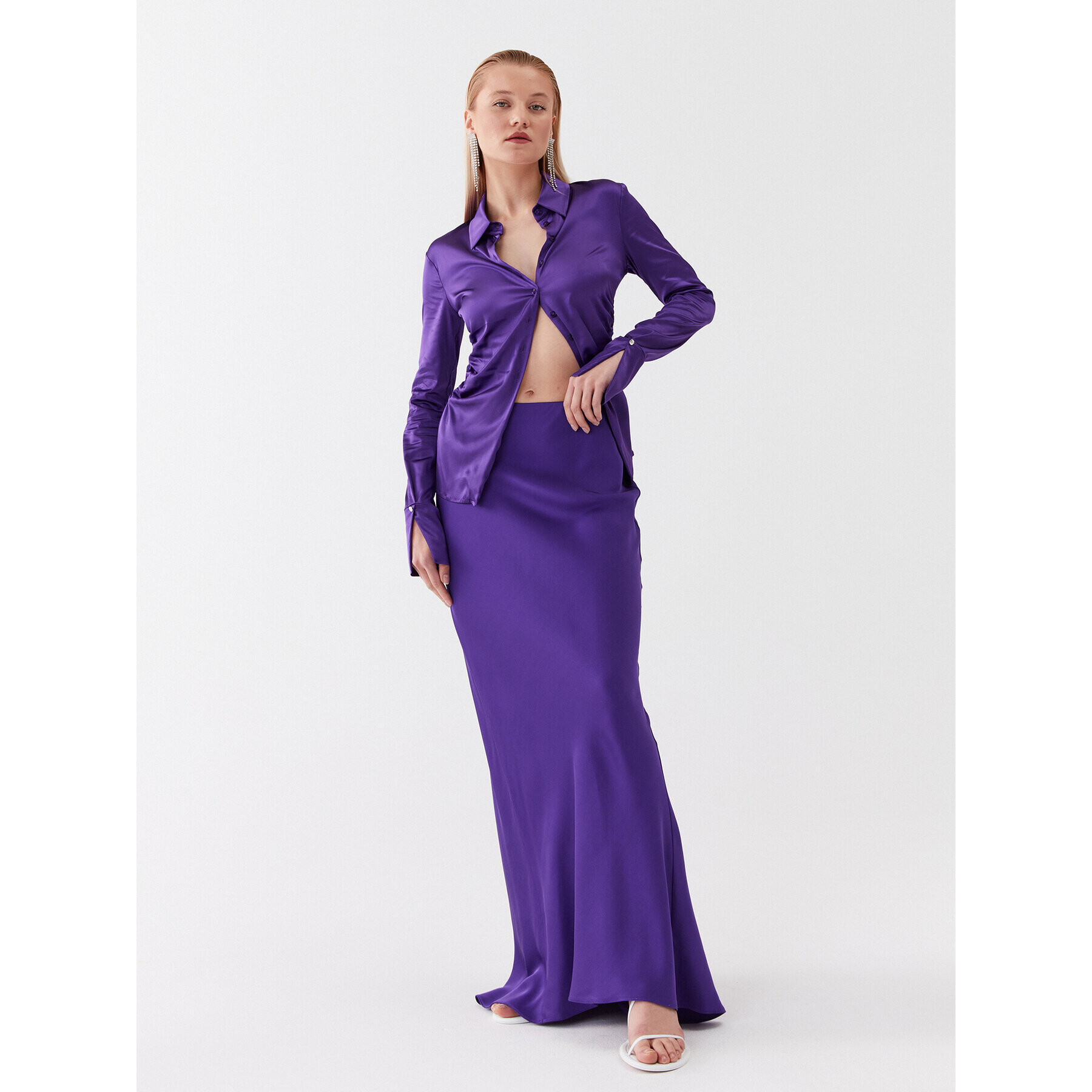 Patrizia Pepe Fustă maxi 2G0911/A262-M448 Violet Regular Fit - Pled.ro