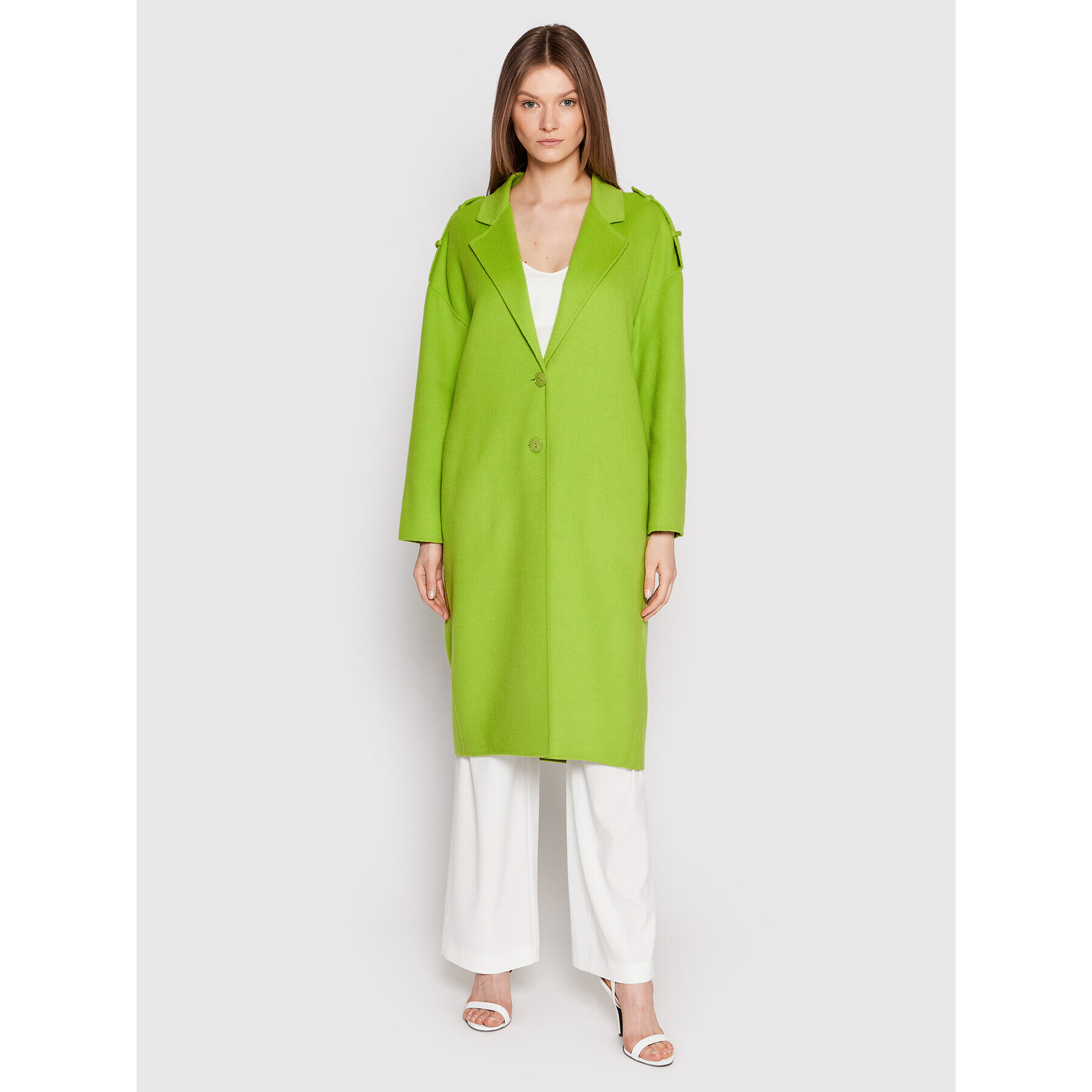 Patrizia Pepe Palton de lână 8O0029/A006-G532 Verde Regular Fit - Pled.ro