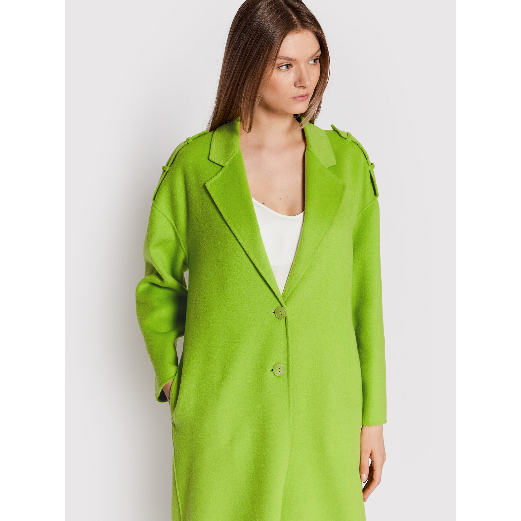 Patrizia Pepe Palton de lână 8O0029/A006-G532 Verde Regular Fit - Pled.ro