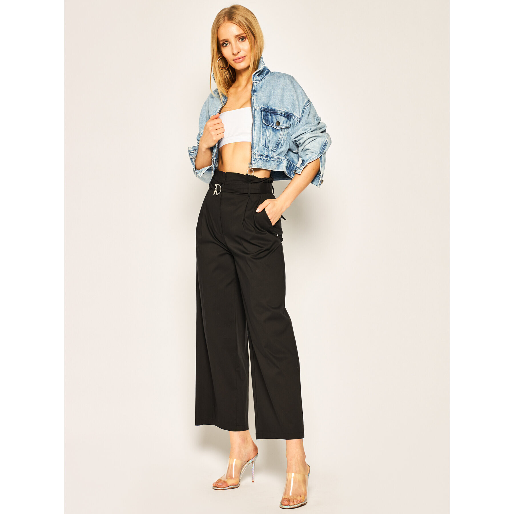 Patrizia Pepe Pantaloni din material 2P1257/A23-K103 Negru Regular Fit - Pled.ro