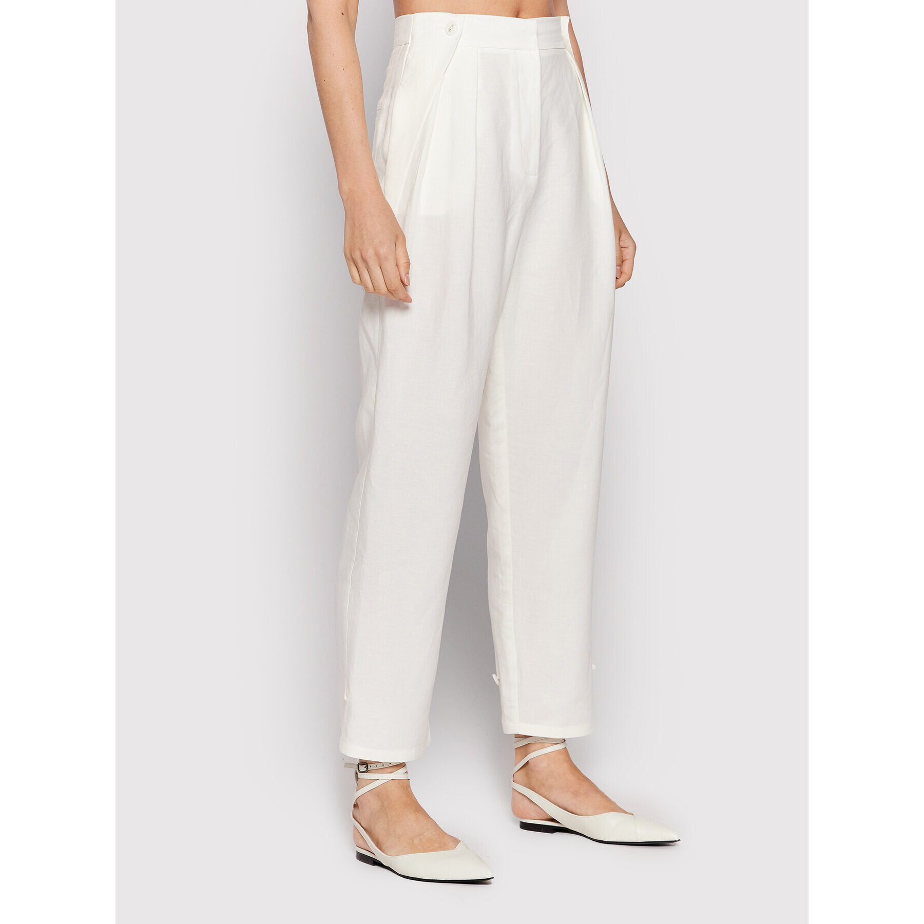 Patrizia Pepe Pantaloni din material 2P1393/A052-W336 Alb Relaxed Fit - Pled.ro