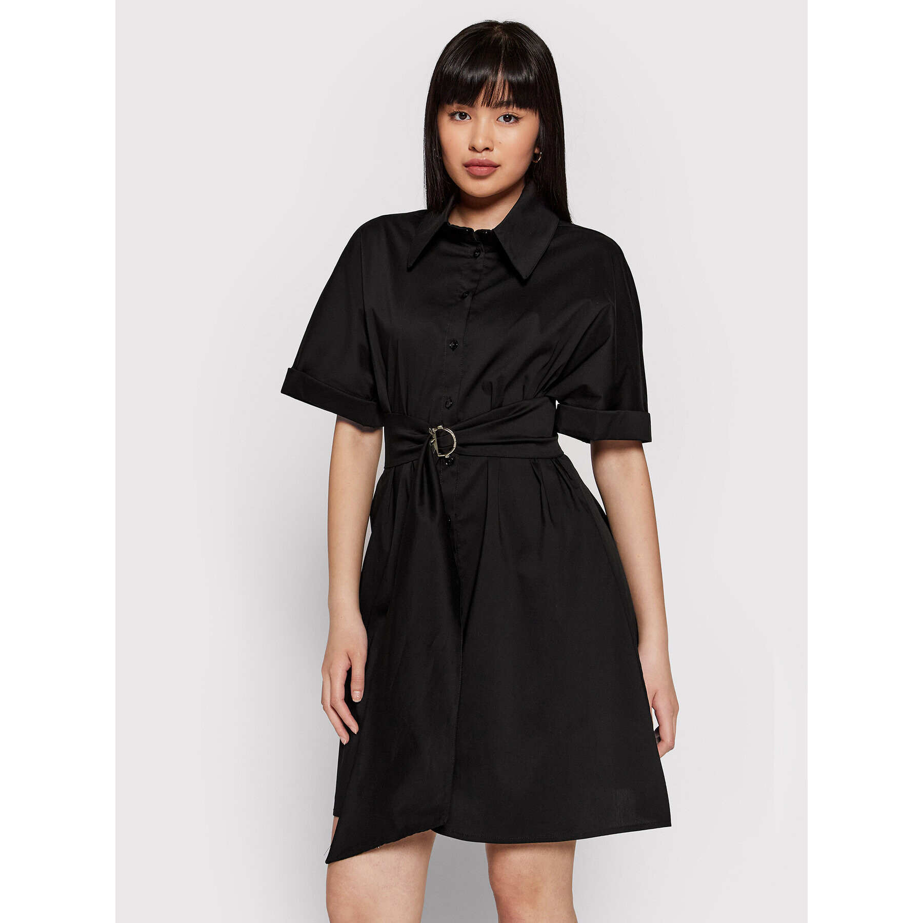 Patrizia Pepe Rochie tip cămașă 2A2391/A23-K103 Negru Regular Fit - Pled.ro