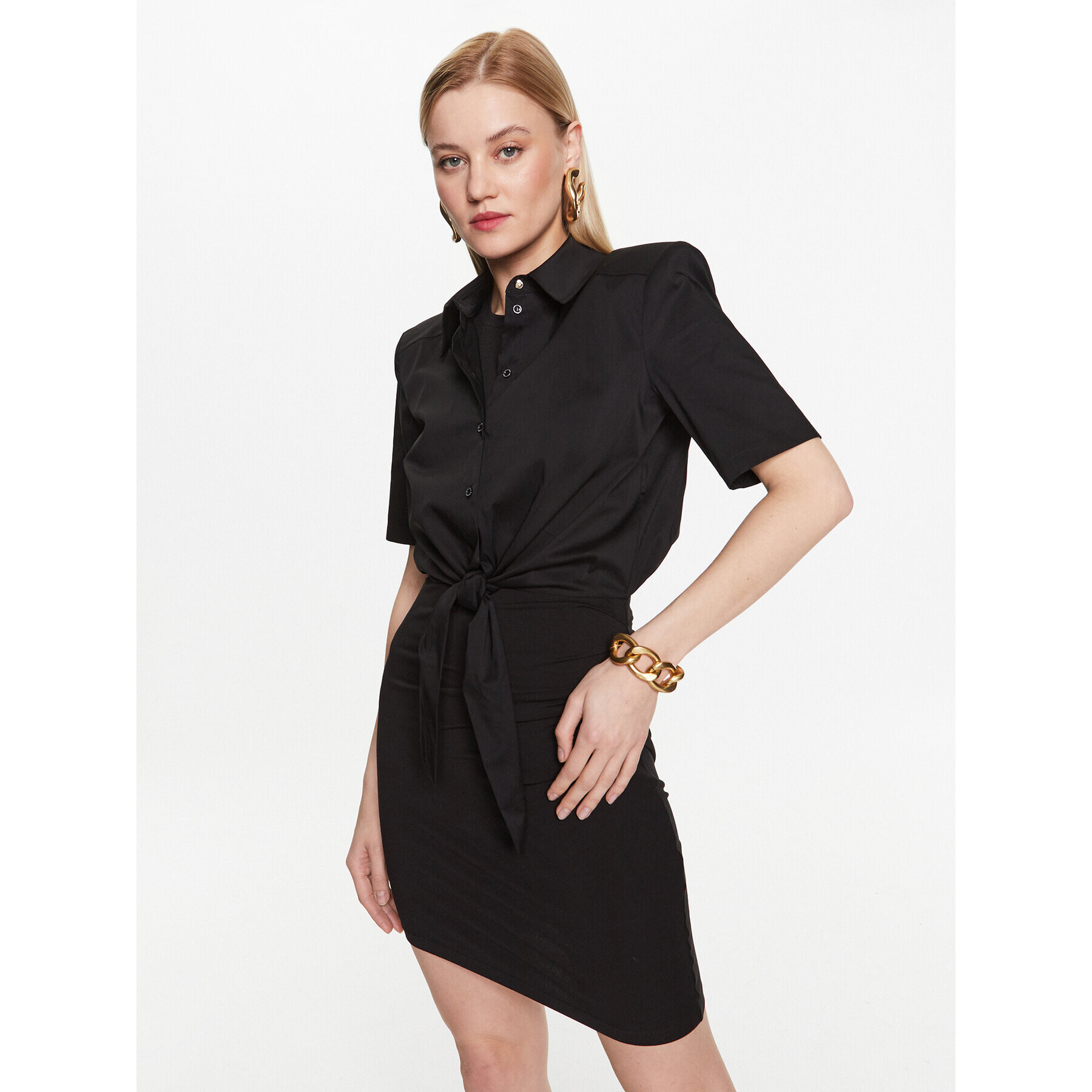 Patrizia Pepe Rochie tip cămașă 8A1055/J013-K103 Negru Regular Fit - Pled.ro