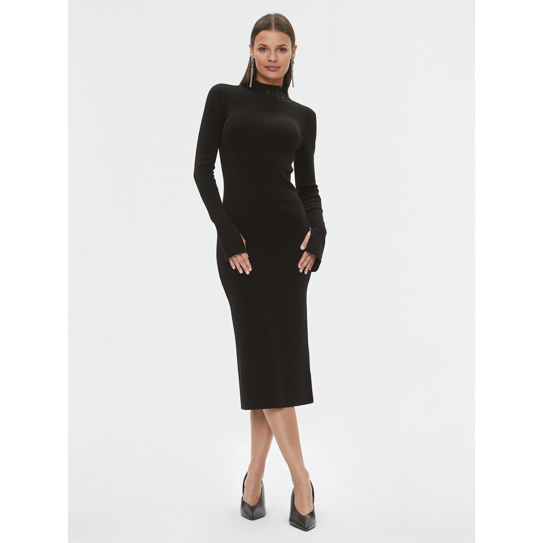 Patrizia Pepe Rochie tricotată 2A2612/K002-K103 Negru Slim Fit - Pled.ro