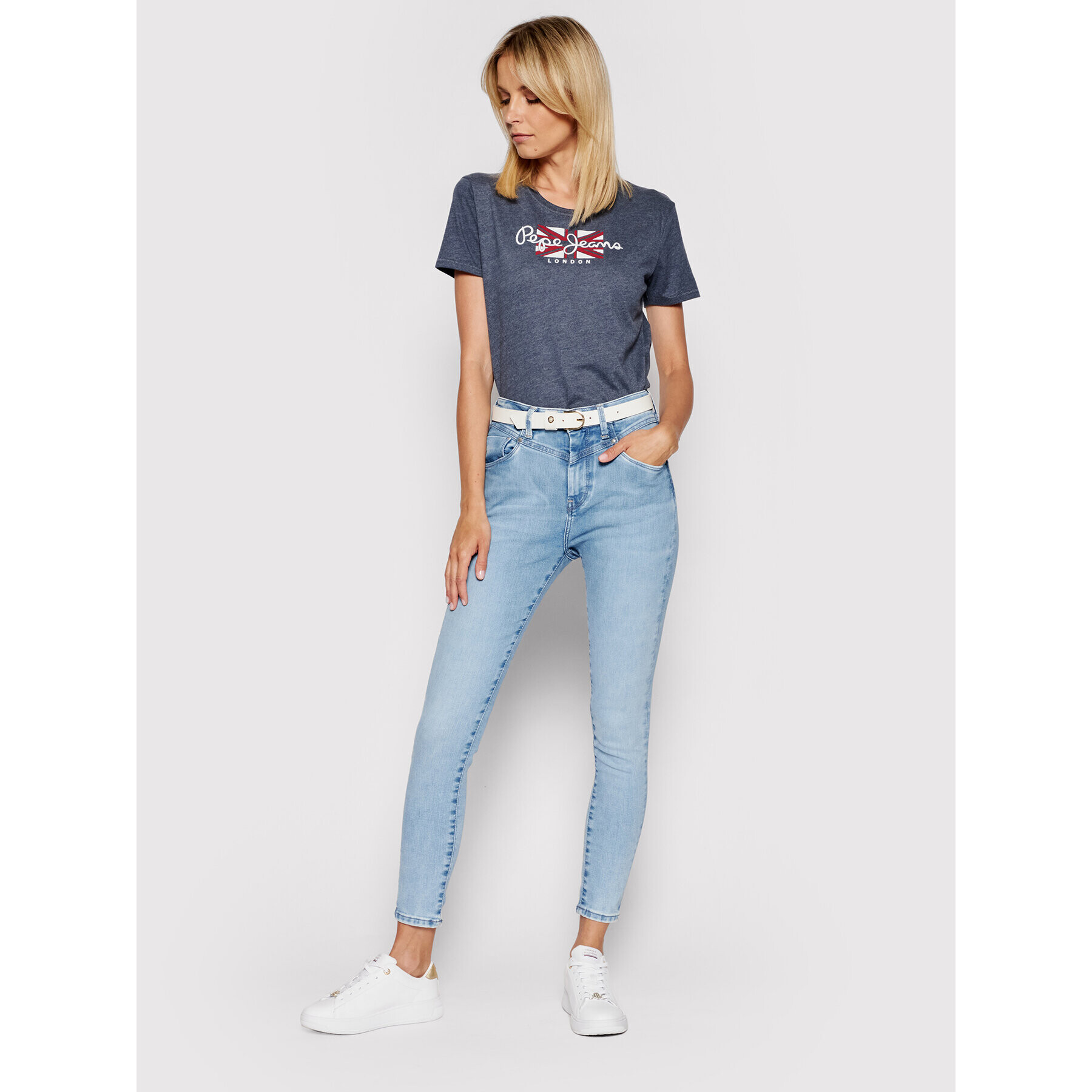 Pepe Jeans Blugi Dion Retro PL203937V Albastru Skinny Fit - Pled.ro