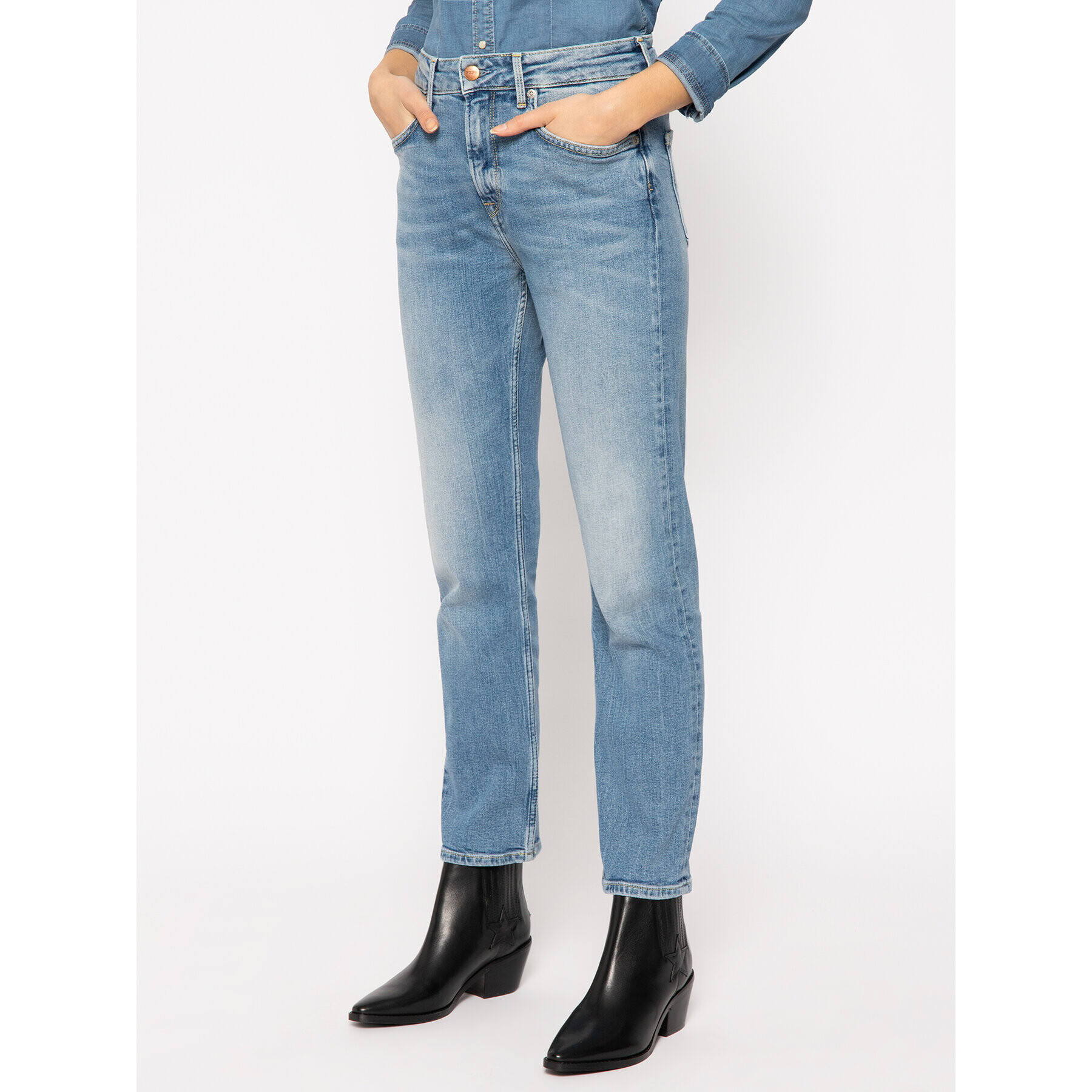 Pepe Jeans Blugi Mary PL203057 Bleumarin Straight Fit - Pled.ro