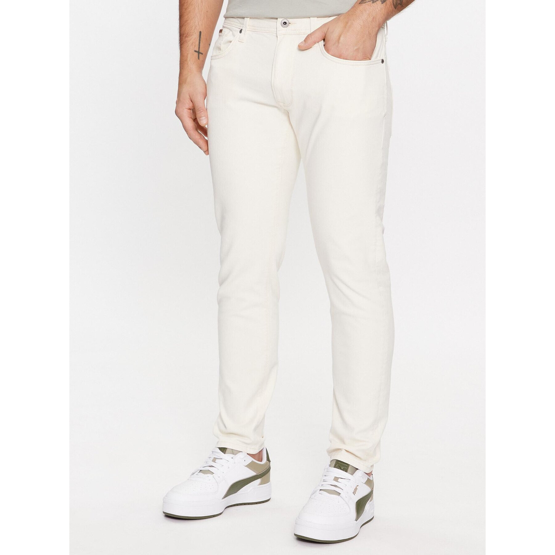 Pepe Jeans Blugi PM207390WI5 Écru Tapered Fit - Pled.ro