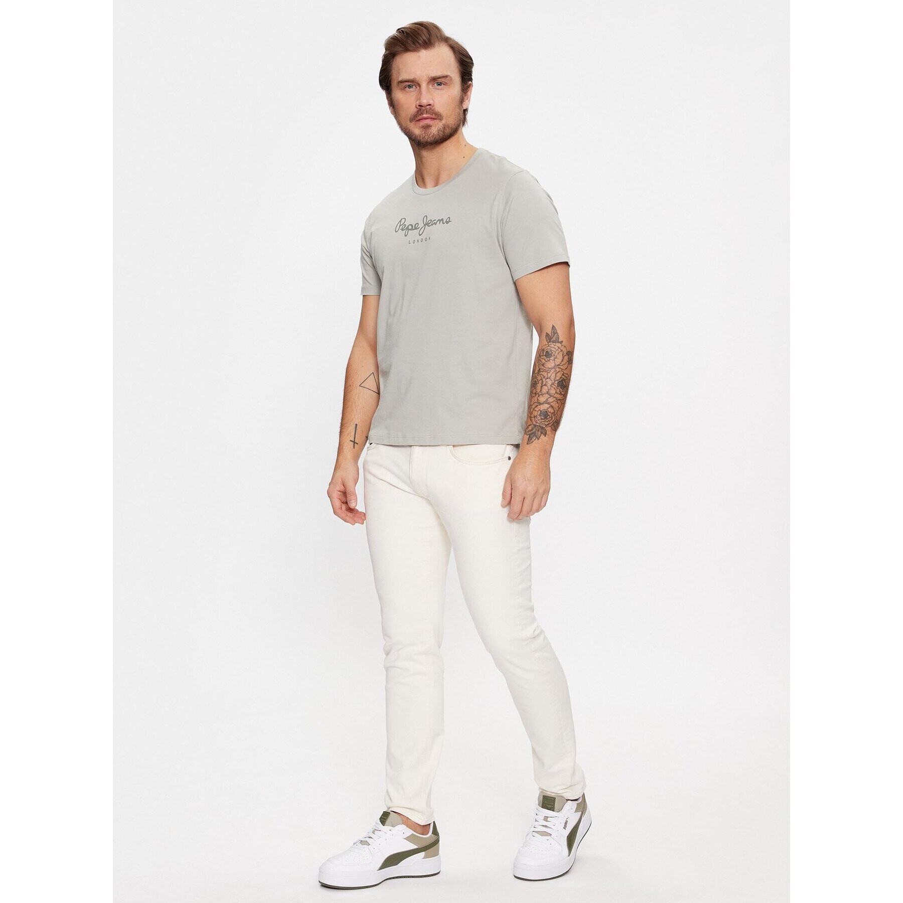 Pepe Jeans Blugi PM207390WI5 Écru Tapered Fit - Pled.ro