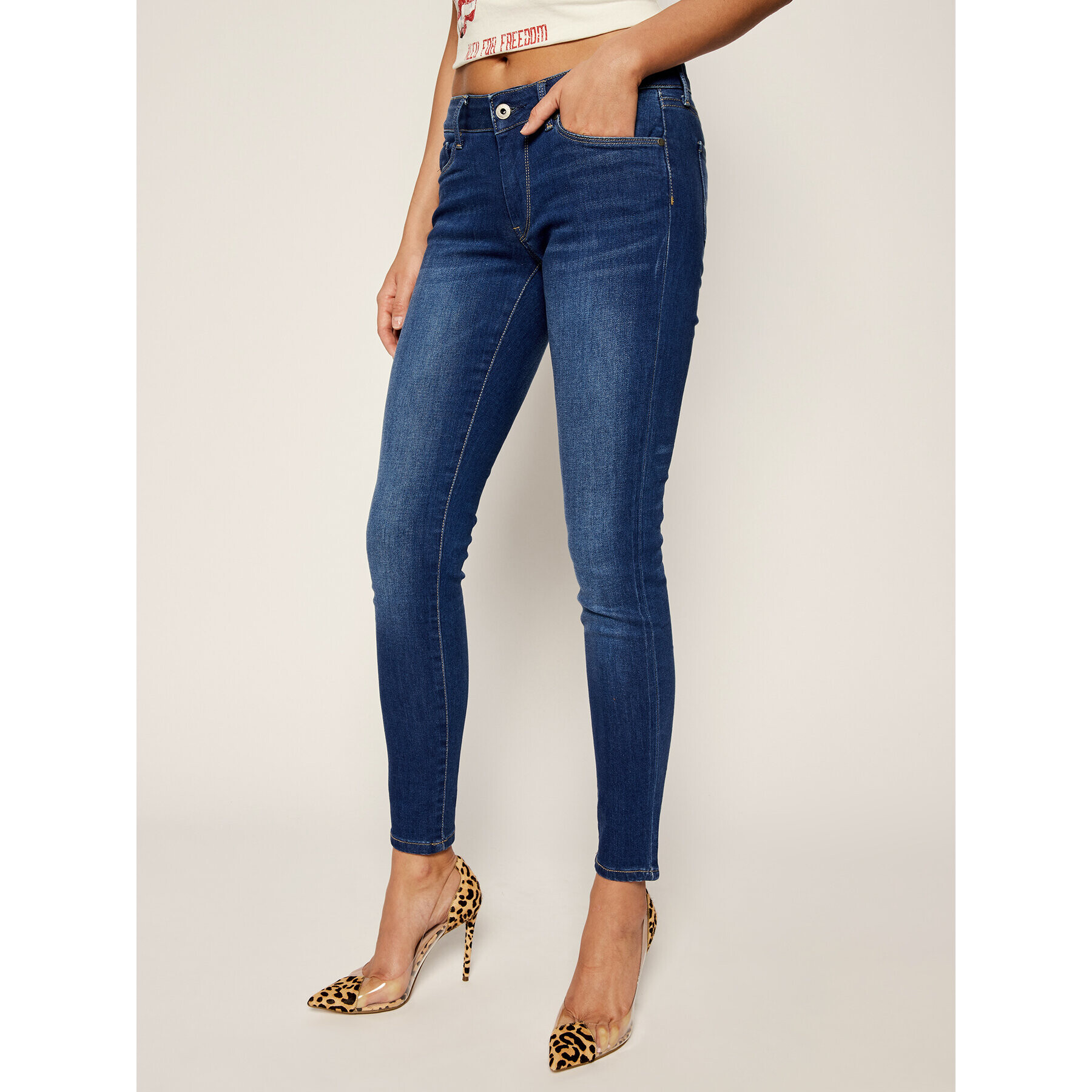 Pepe Jeans Blugi Soho PL201040 Bleumarin Skinny Fit - Pled.ro