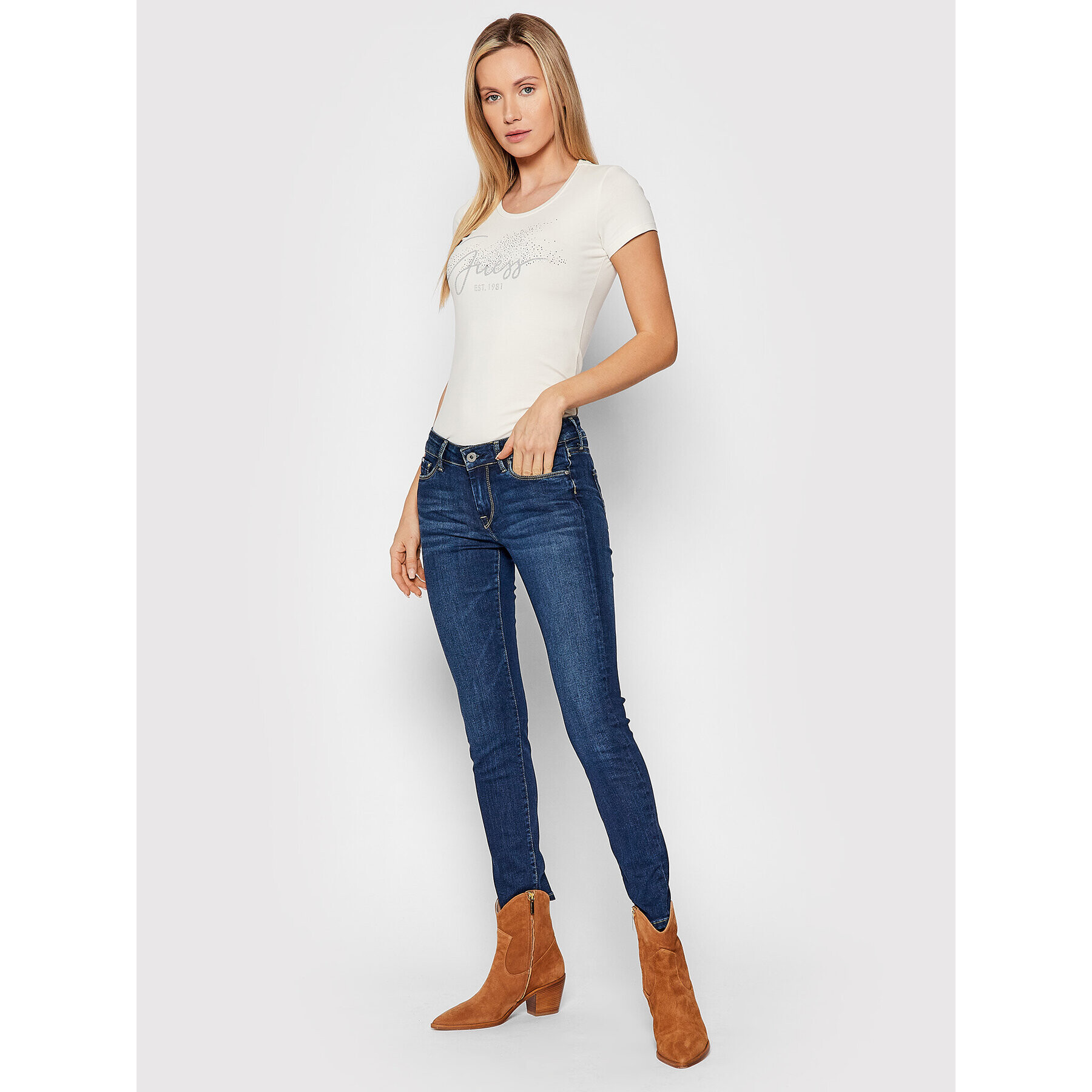 Pepe Jeans Blugi Soho PL204174 Bleumarin Skinny Fit - Pled.ro