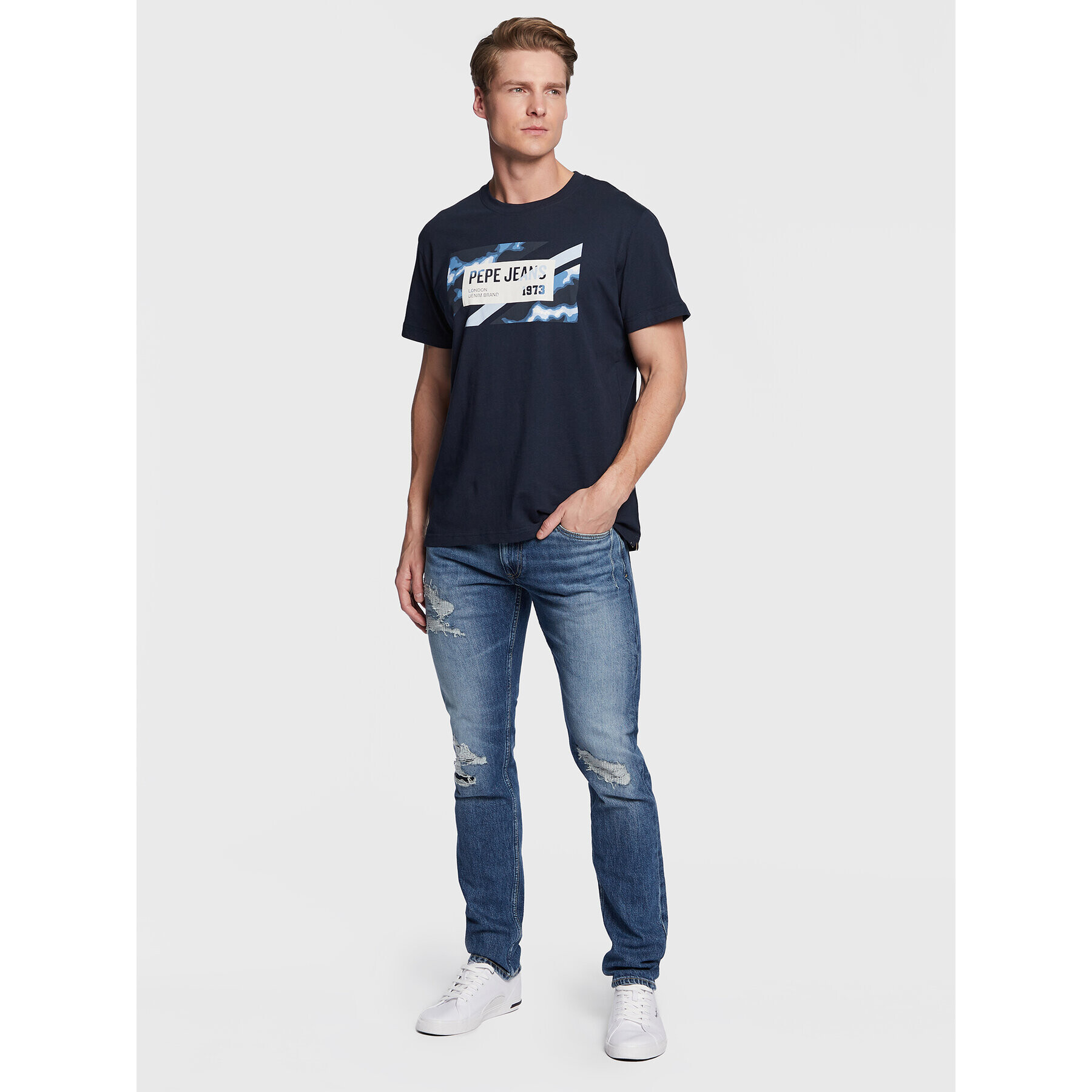 Pepe Jeans Blugi Stanley PM206816 Bleumarin Tapered Fit - Pled.ro