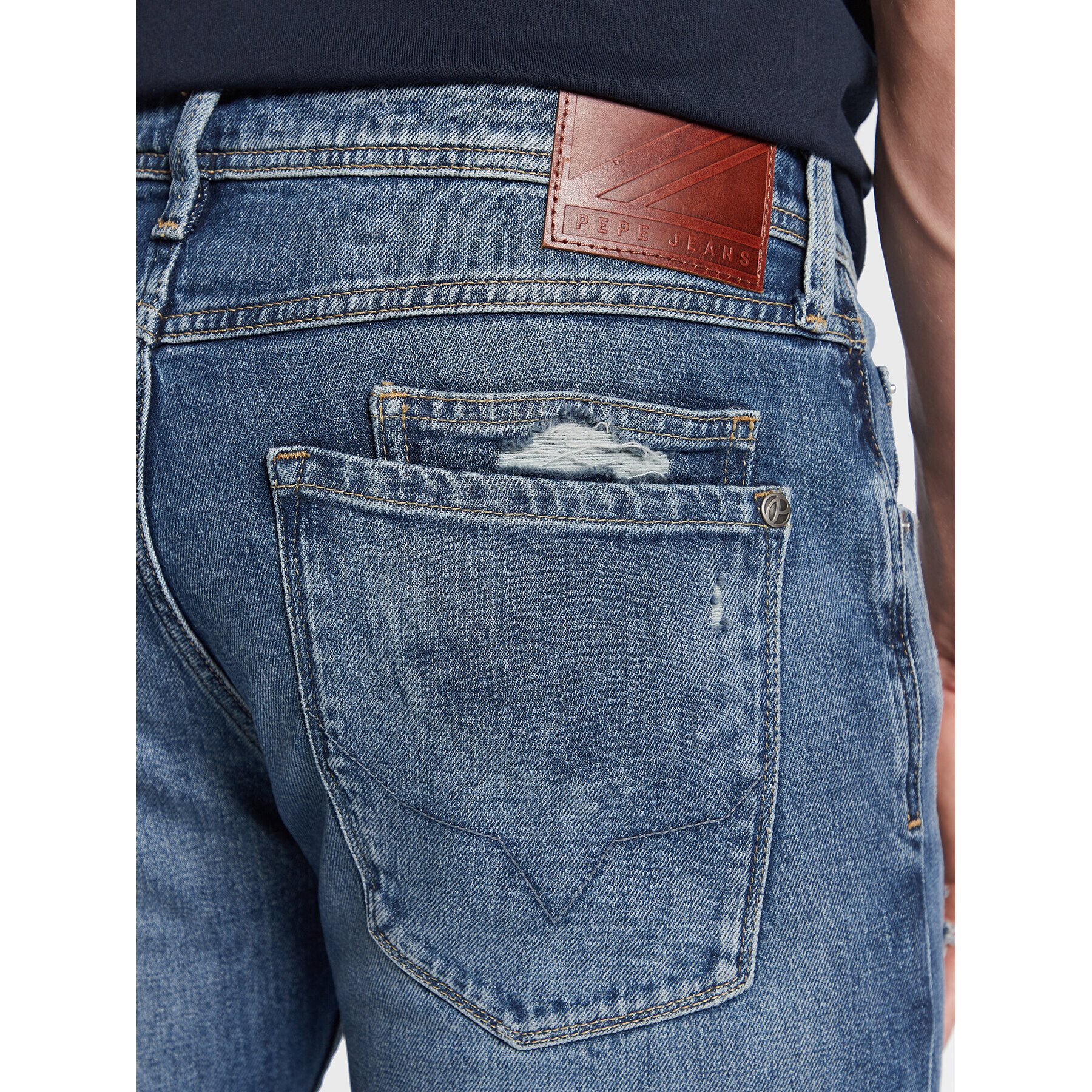 Pepe Jeans Blugi Stanley PM206816 Bleumarin Tapered Fit - Pled.ro