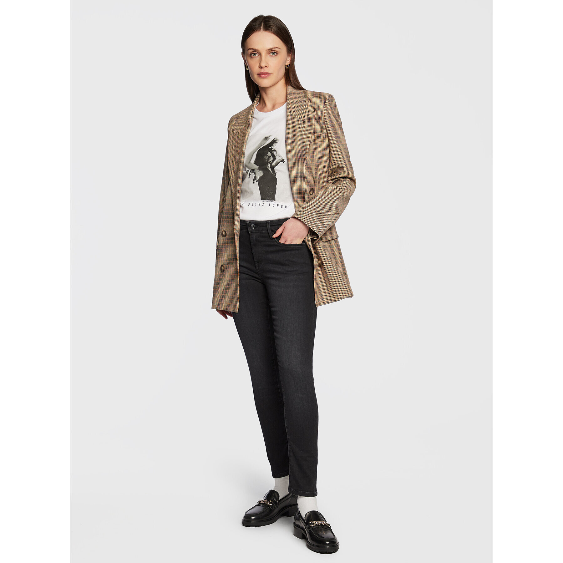 Pepe Jeans Blugi Zoe PL204177 Negru Skinny Fit - Pled.ro