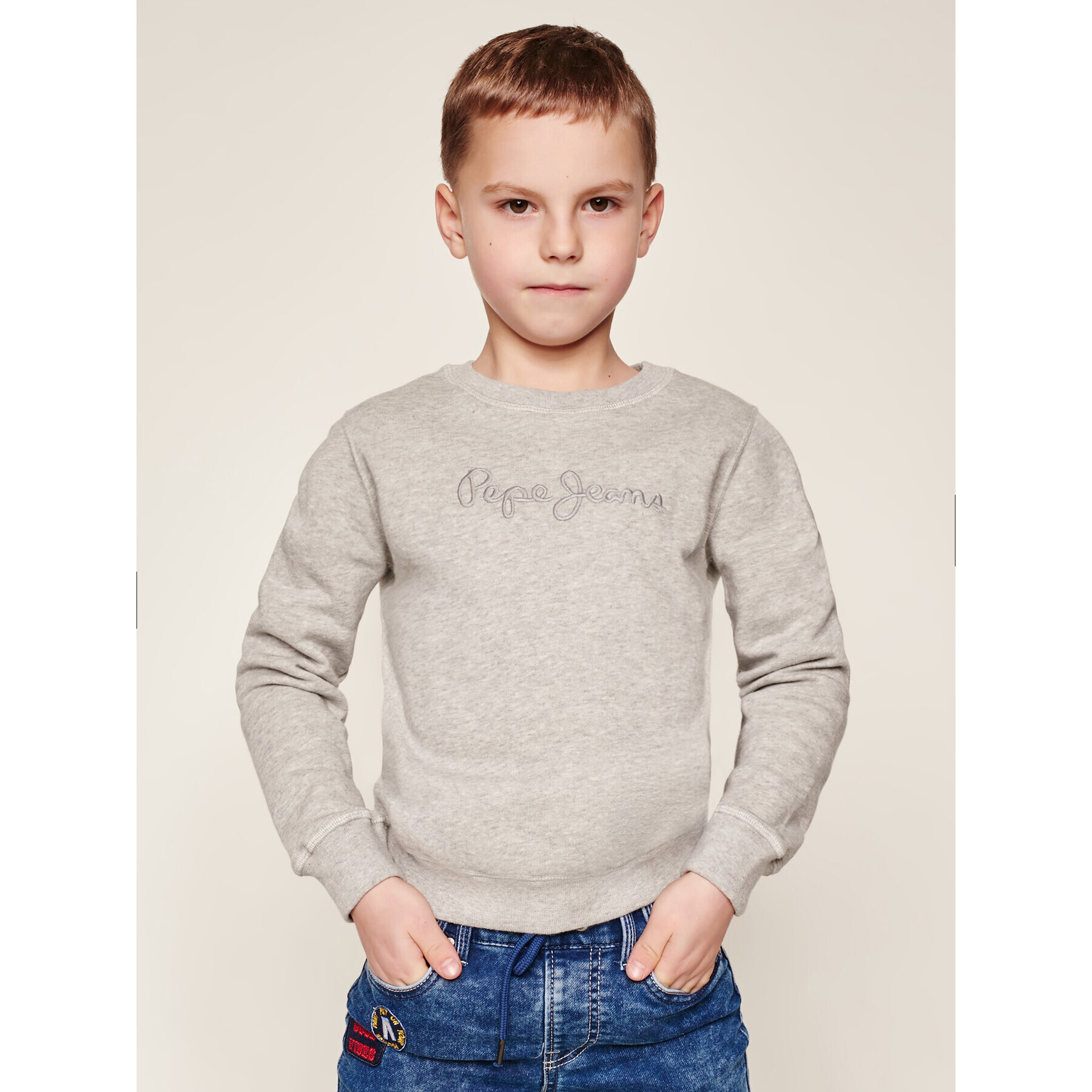 Pepe Jeans Bluză Crew Neck Boys PB580902 Gri Regular Fit - Pled.ro