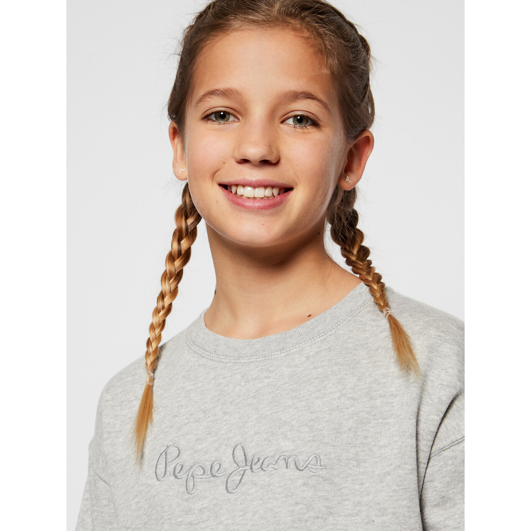 Pepe Jeans Bluză Crew Neck Girls PG580756 Gri Regular Fit - Pled.ro