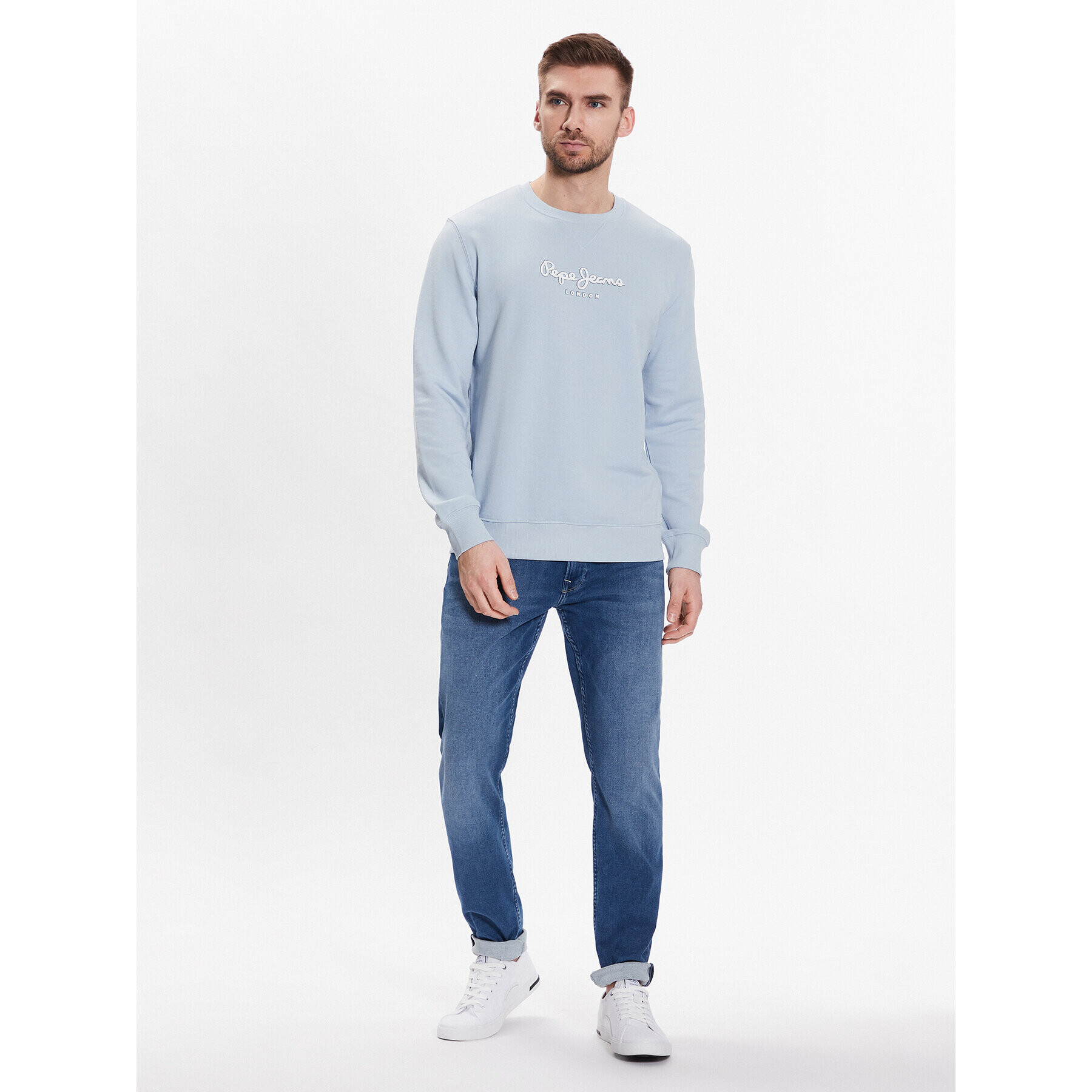 Pepe Jeans Bluză Edward Crew PM582380 Albastru Regular Fit - Pled.ro