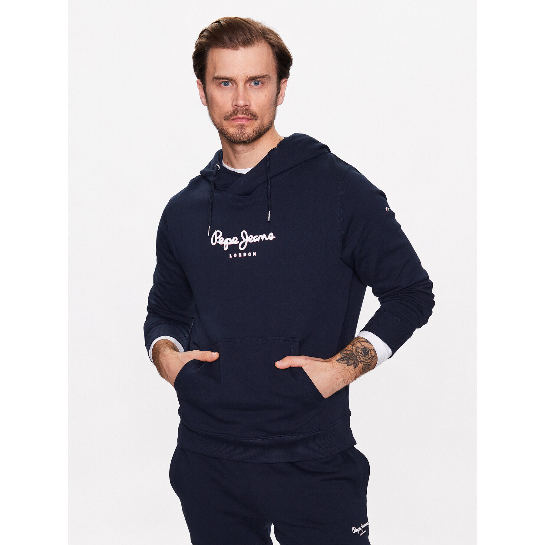 Pepe Jeans Bluză Edward Hoodie PM582381 Bleumarin Regular Fit - Pled.ro