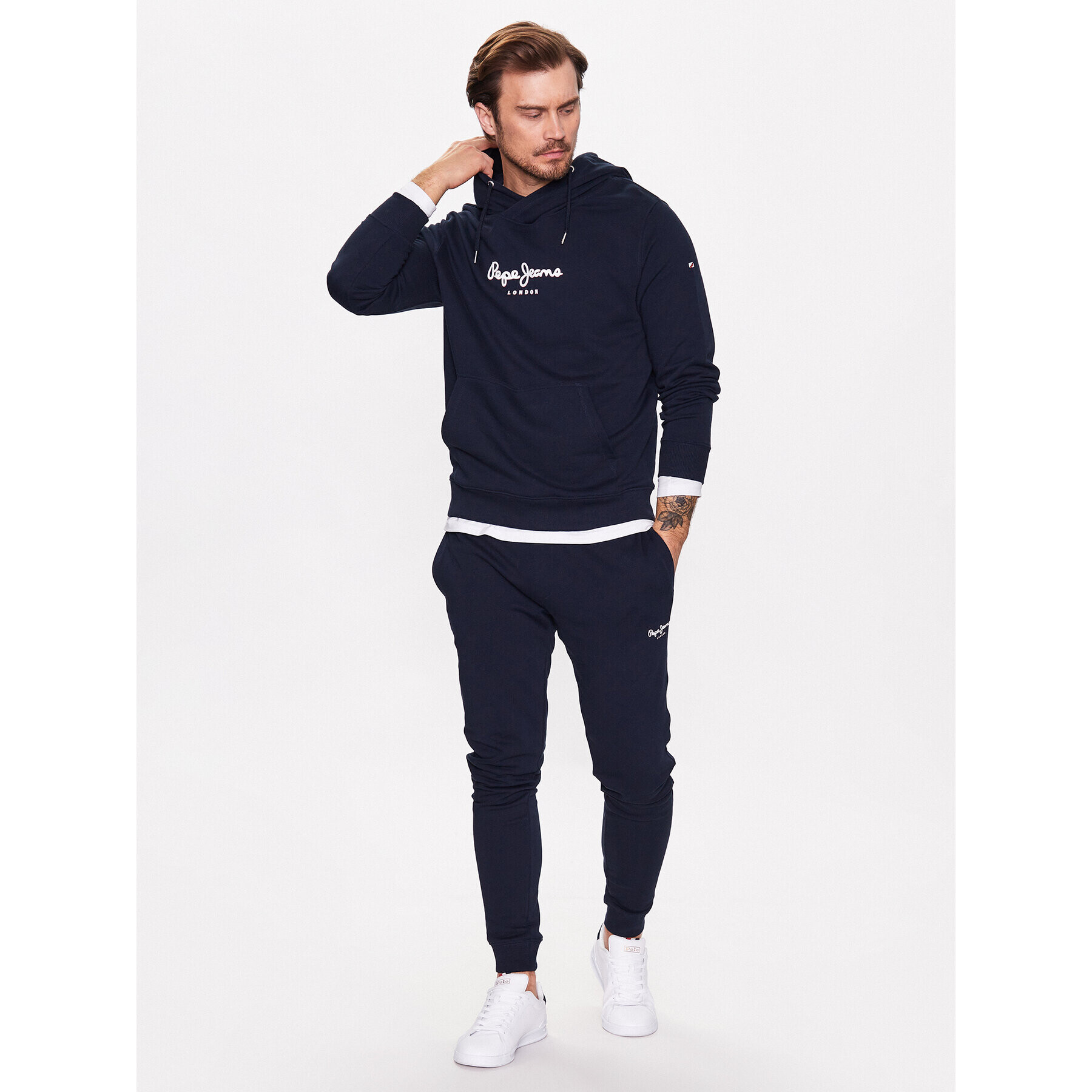 Pepe Jeans Bluză Edward Hoodie PM582381 Bleumarin Regular Fit - Pled.ro