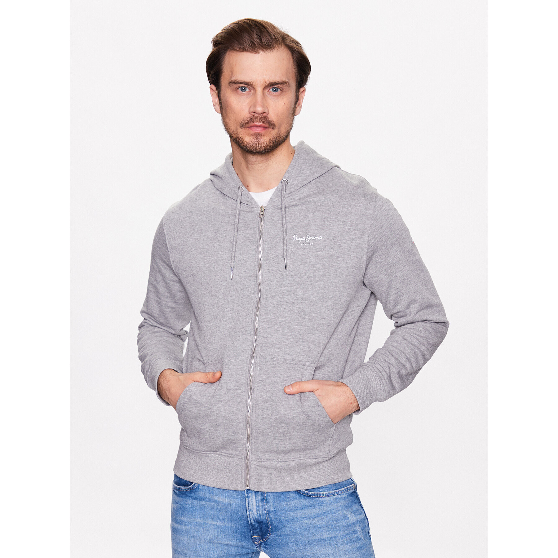 Pepe Jeans Bluză Edward Zip PM582382 Gri Regular Fit - Pled.ro