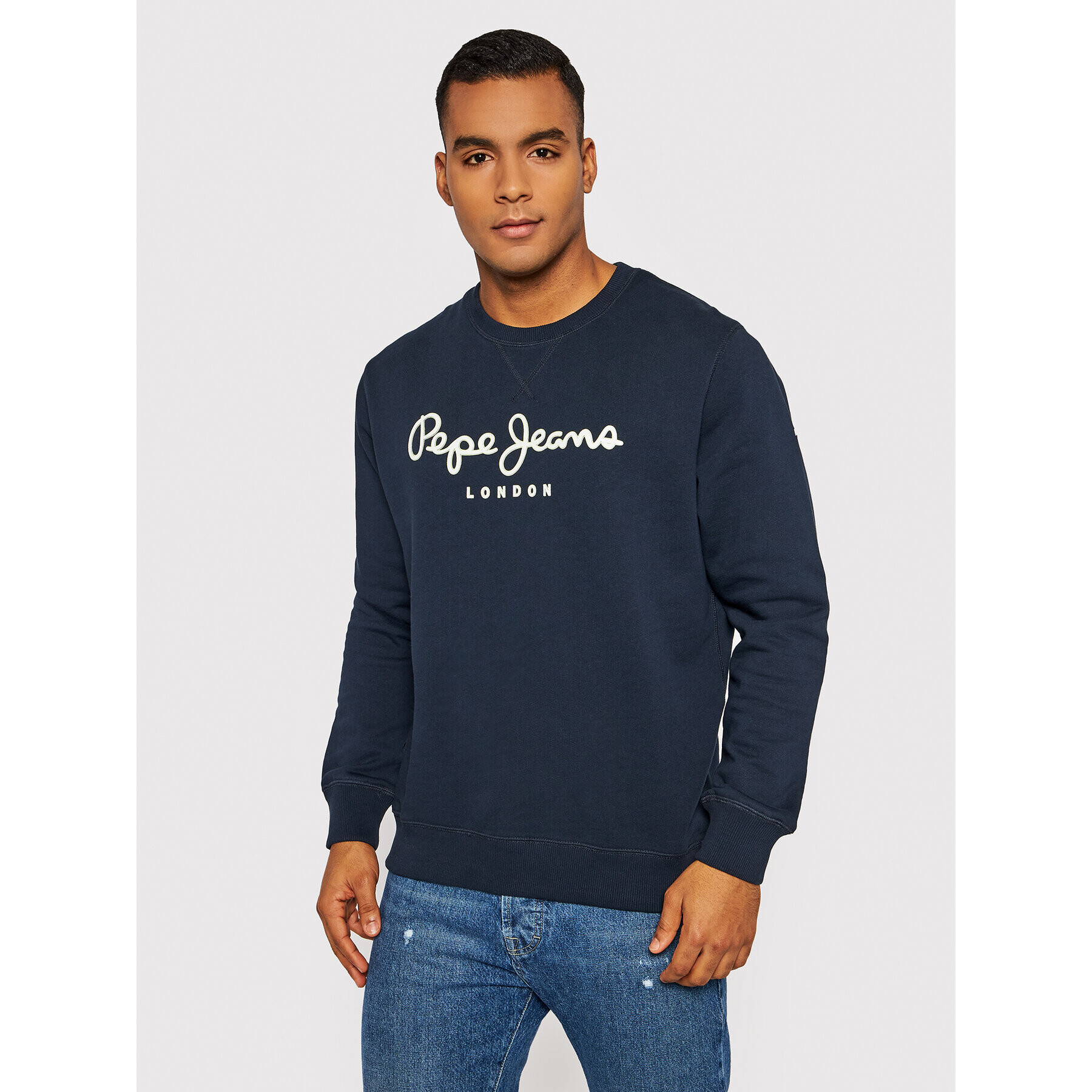 Pepe Jeans Bluză George Crew PM582090 Bleumarin Regular Fit - Pled.ro