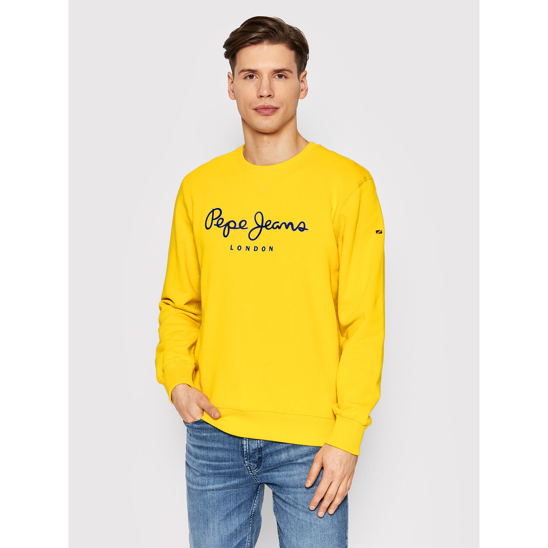 Pepe Jeans Bluză George Crew PM582090 Galben Regular Fit - Pled.ro