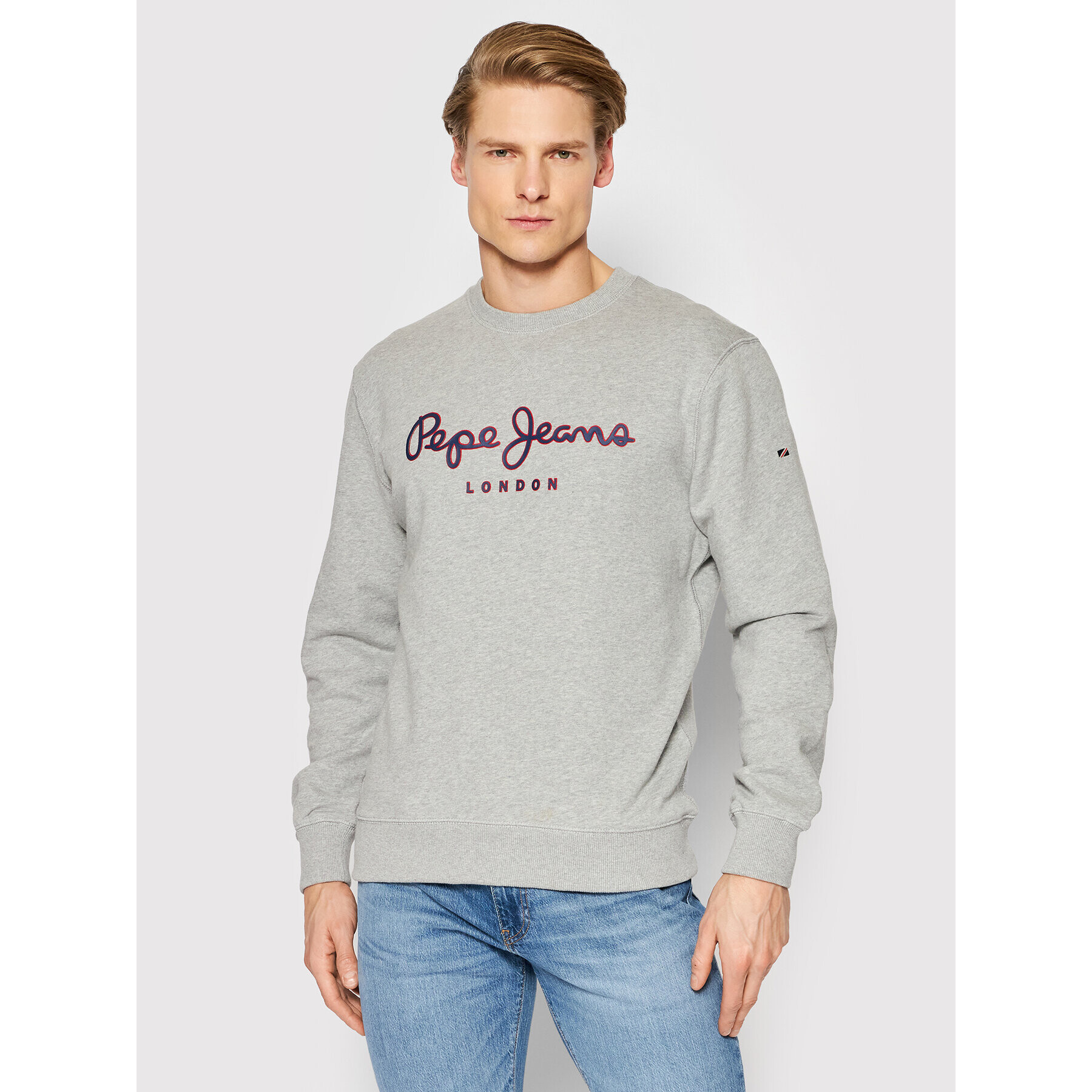 Pepe Jeans Bluză George Crew PM582090 Gri Regular Fit - Pled.ro