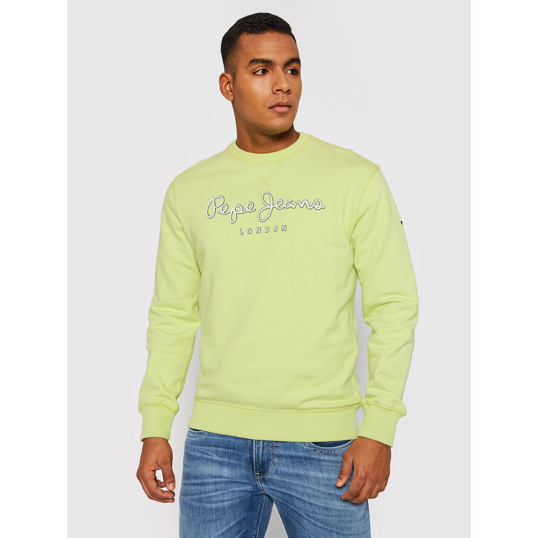 Pepe Jeans Bluză George Crew PM582090 Verde Regular Fit - Pled.ro