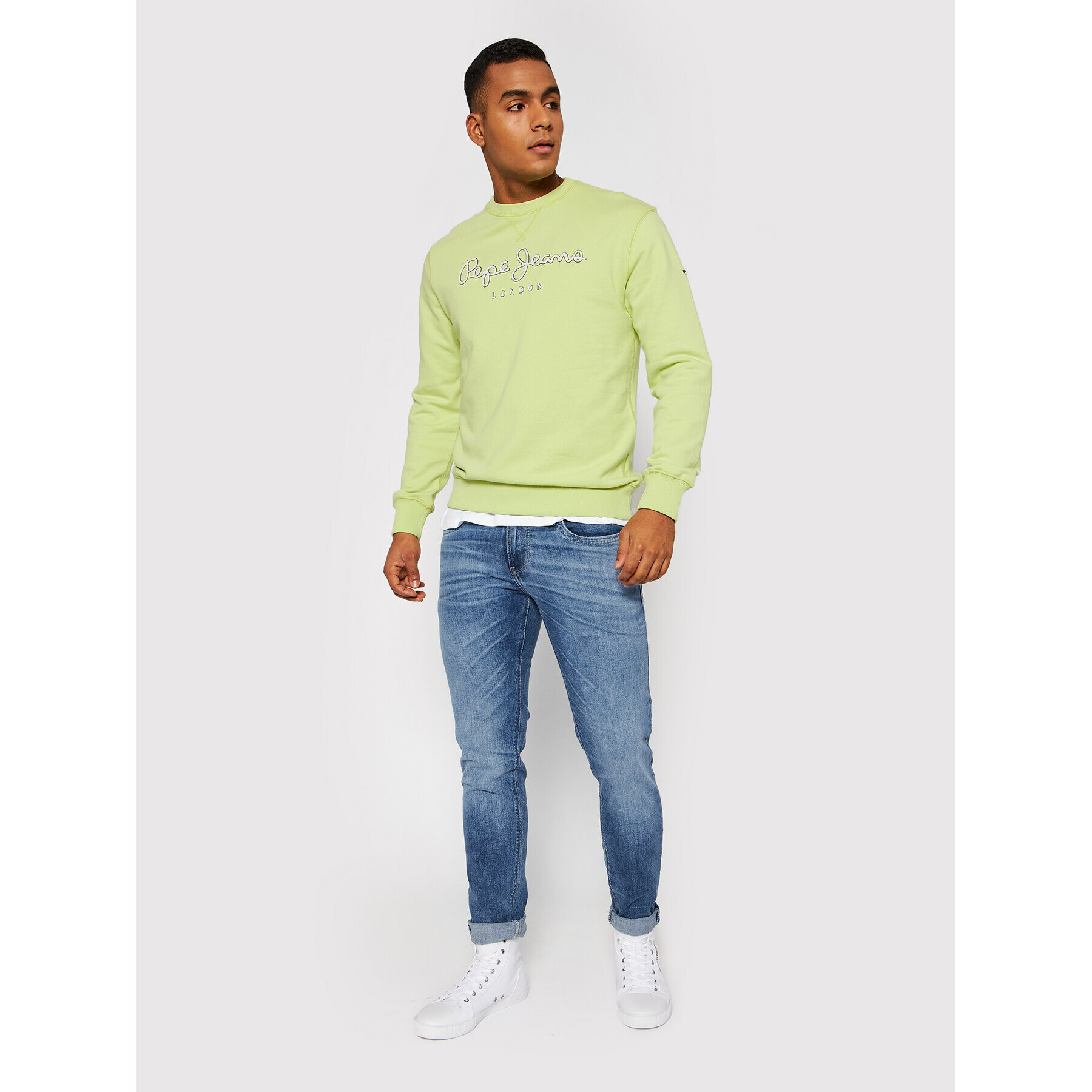 Pepe Jeans Bluză George Crew PM582090 Verde Regular Fit - Pled.ro