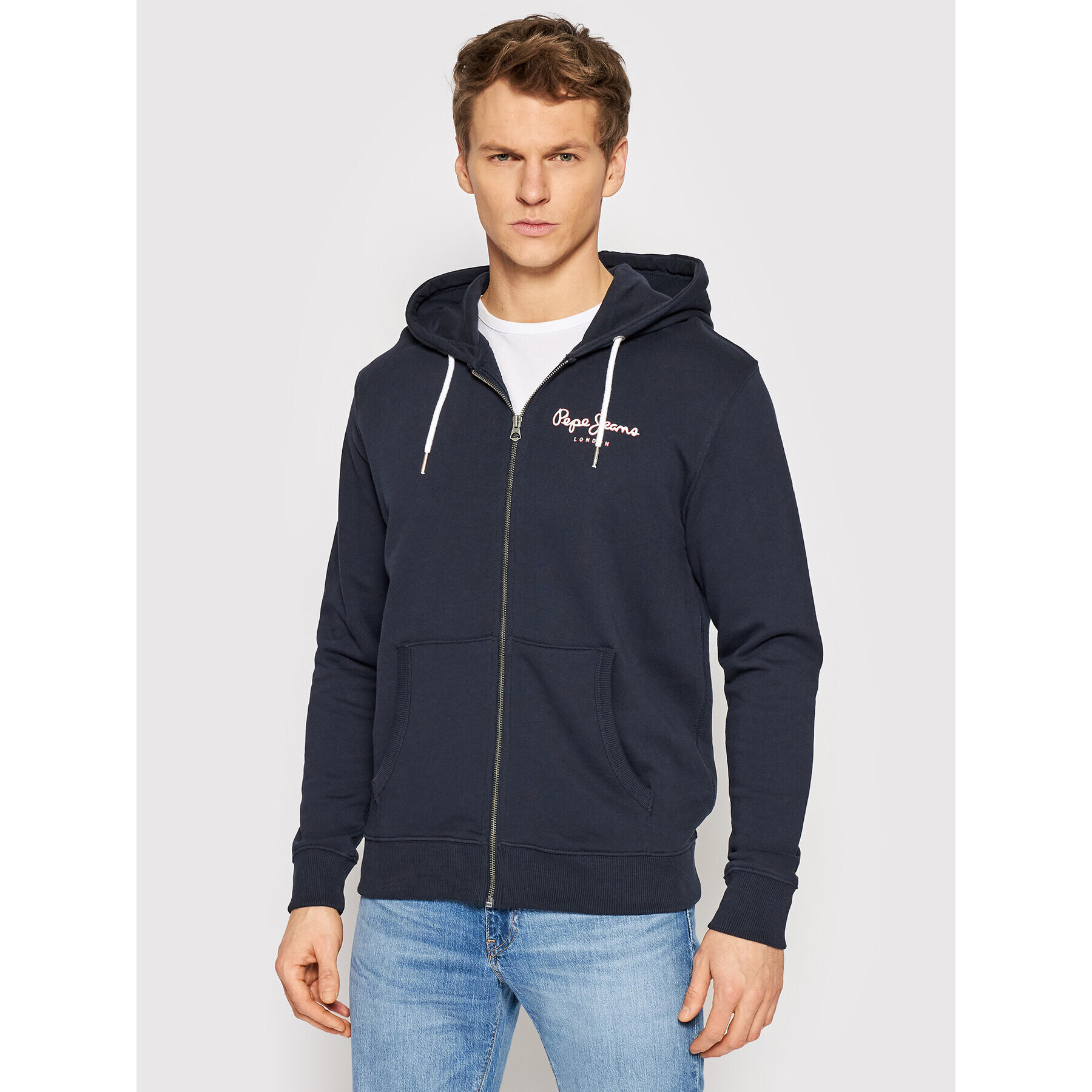 Pepe Jeans Bluză George Zip PM582189 Bleumarin Regular Fit - Pled.ro