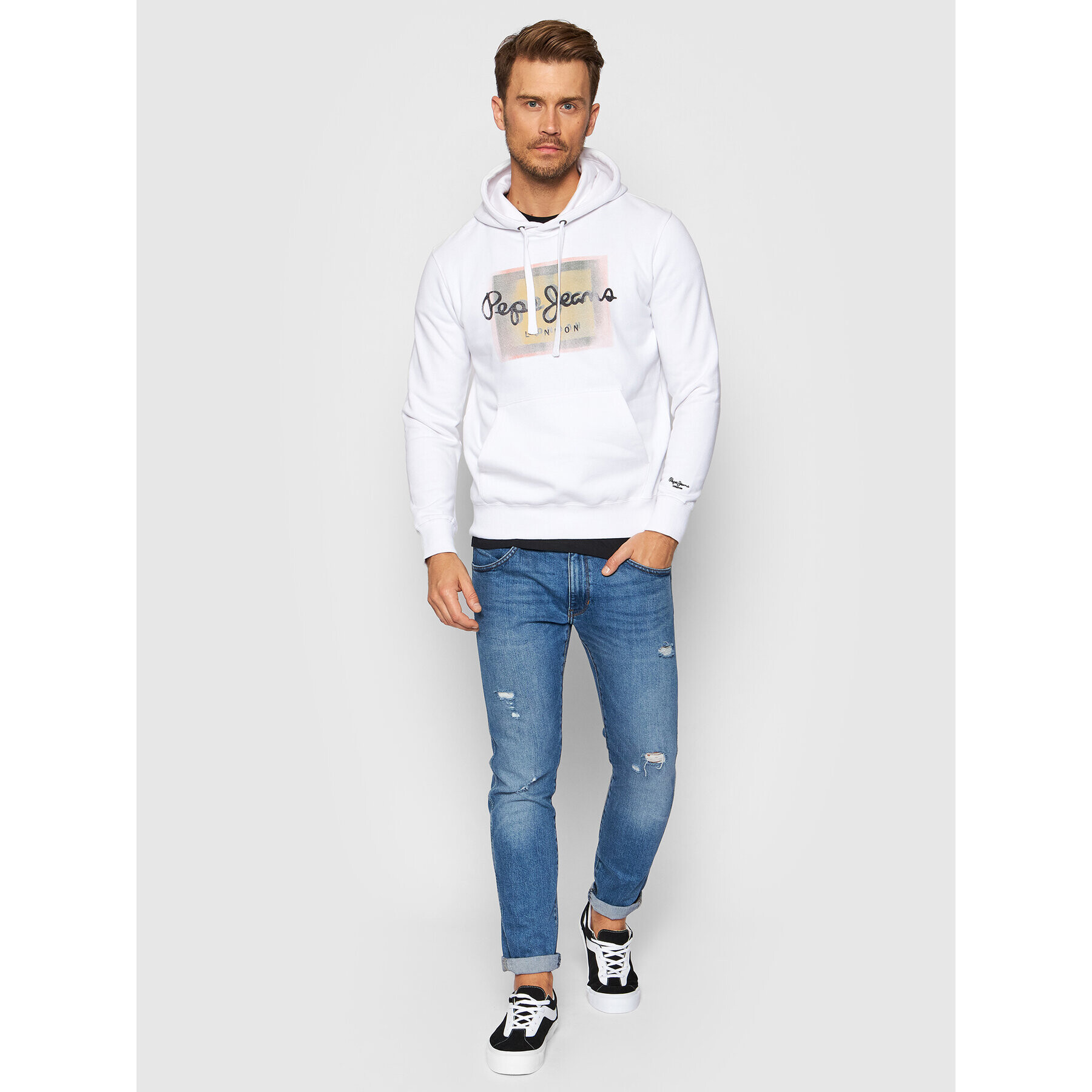 Pepe Jeans Bluză Iñaki PM582047 Alb Regular Fit - Pled.ro