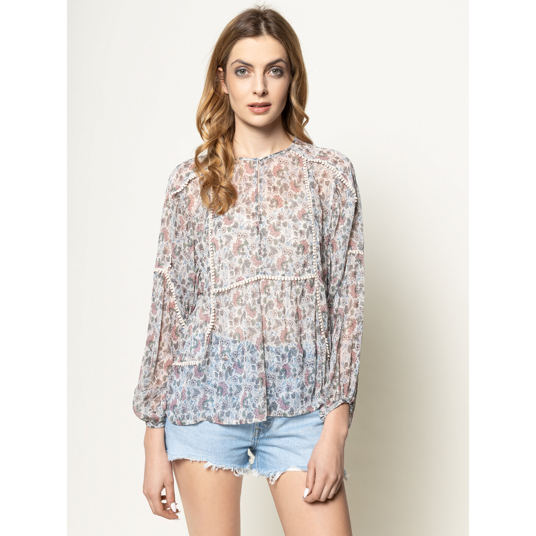 Pepe Jeans Bluză Loren PL303584 Bej Loose Fit - Pled.ro