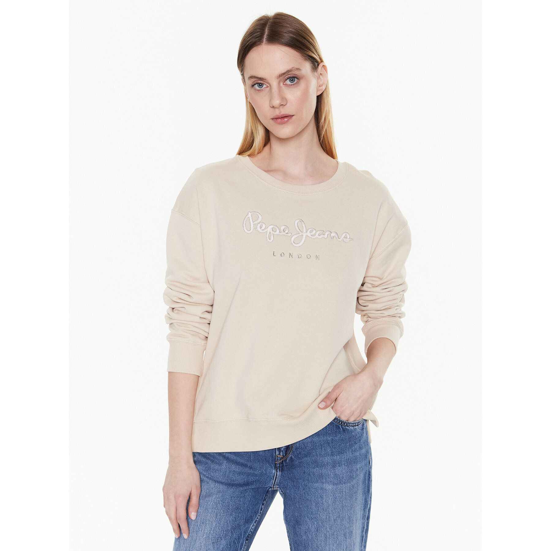 Pepe Jeans Bluză Loreta PL581285 Écru Relaxed Fit - Pled.ro