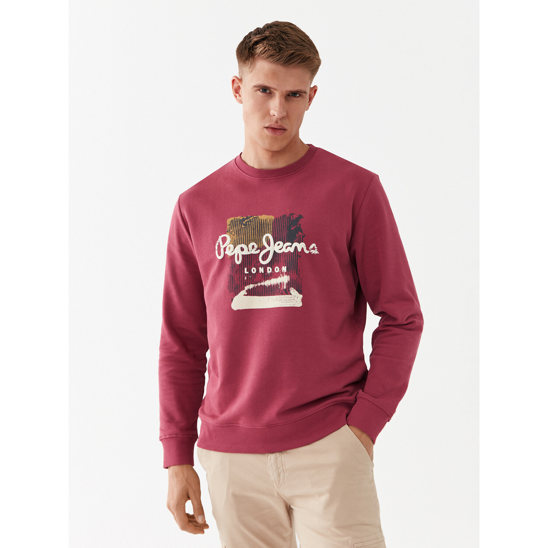 Pepe Jeans Bluză Melbourne Sweat PM582483 Vișiniu Regular Fit - Pled.ro