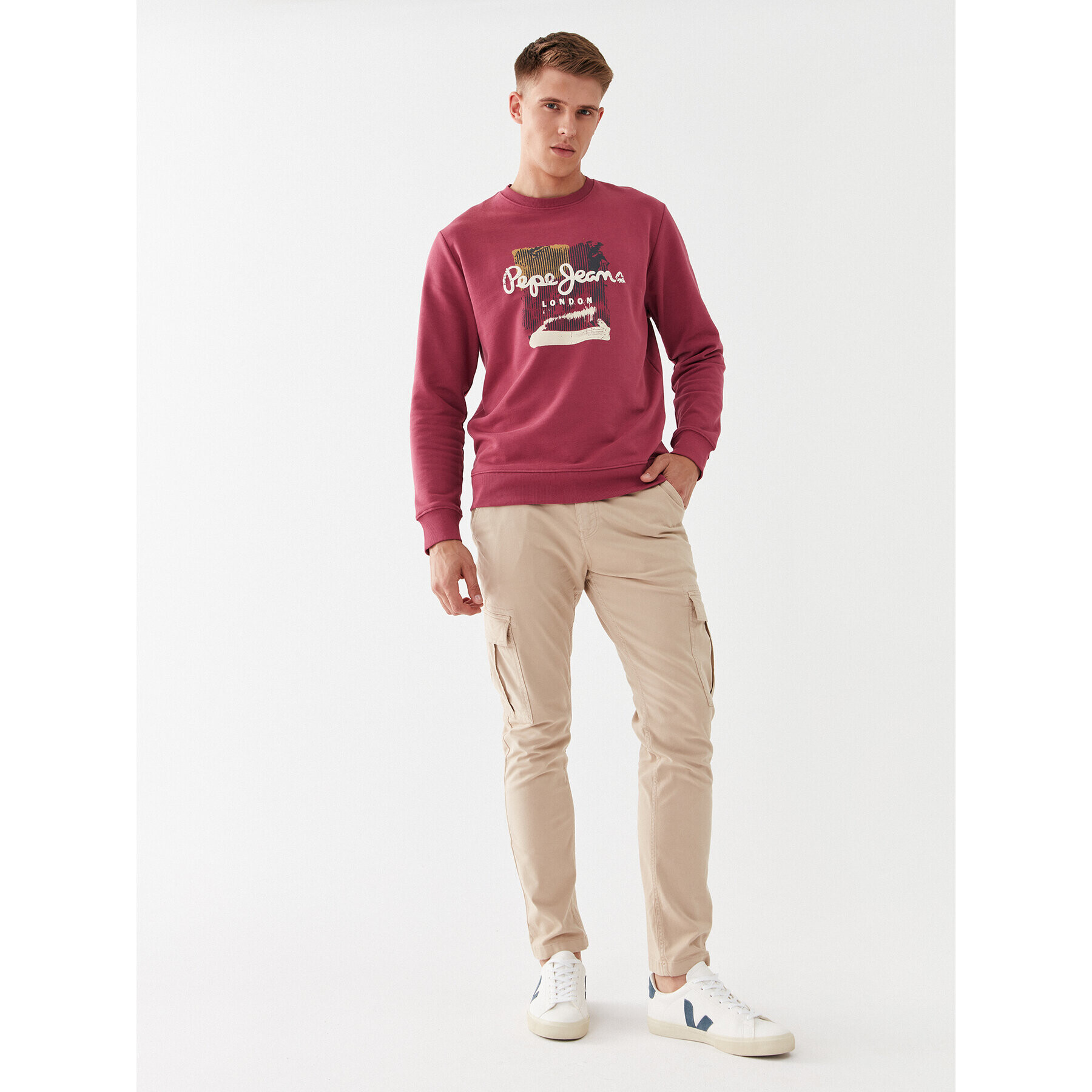 Pepe Jeans Bluză Melbourne Sweat PM582483 Vișiniu Regular Fit - Pled.ro