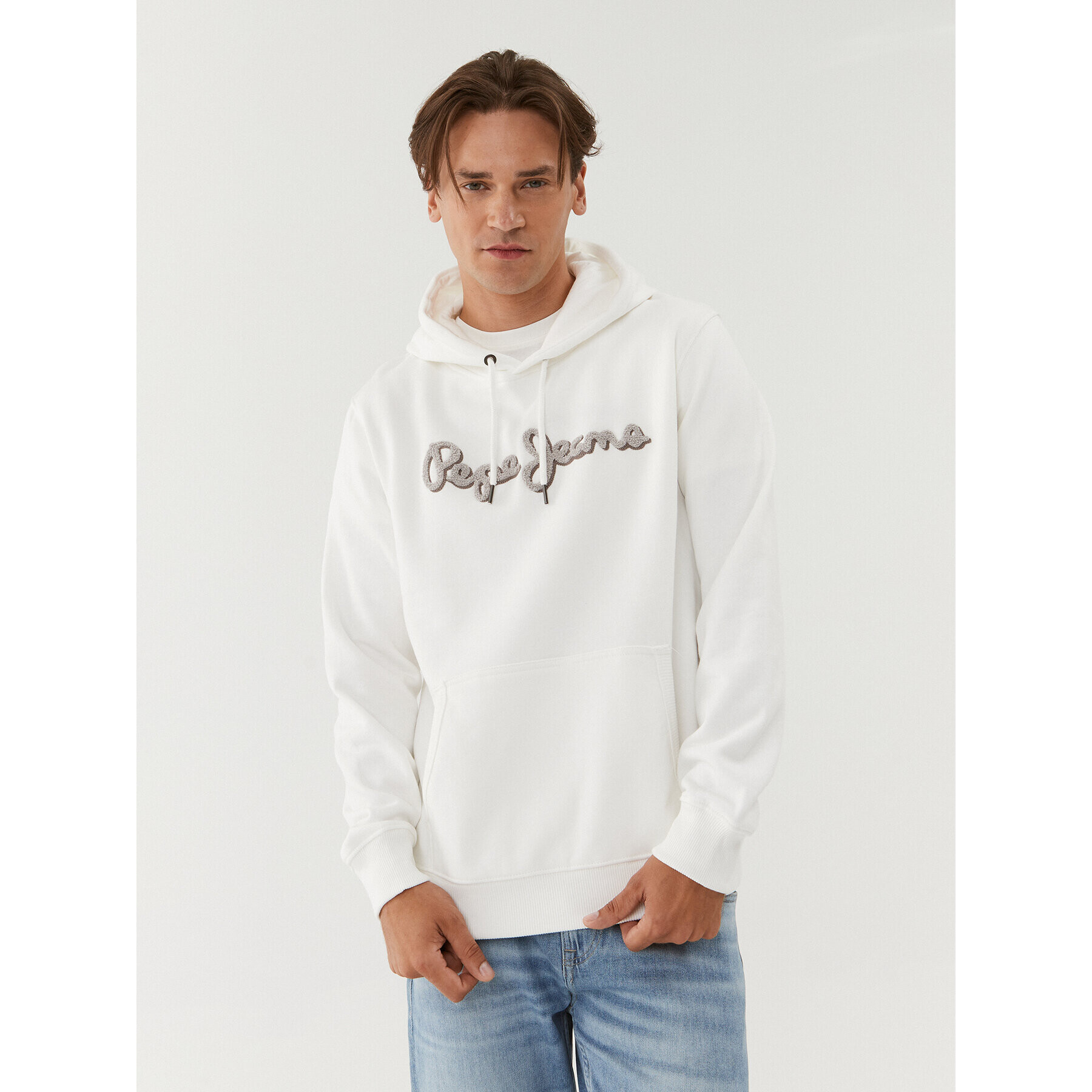 Pepe Jeans Bluză Ryan Hoodie PM582328 Alb Regular Fit - Pled.ro