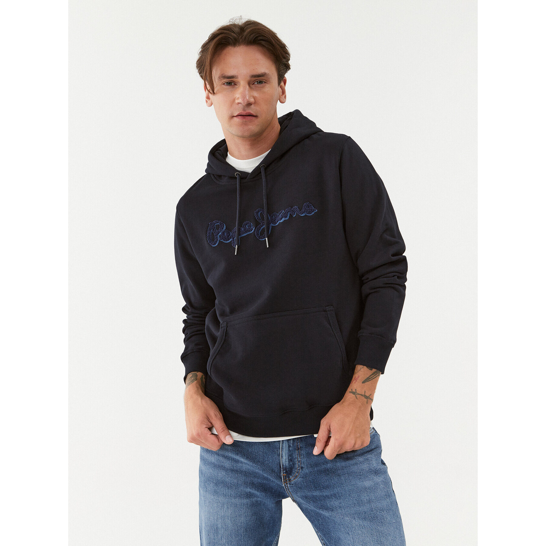 Pepe Jeans Bluză Ryan Hoodie PM582328 Bleumarin Regular Fit - Pled.ro