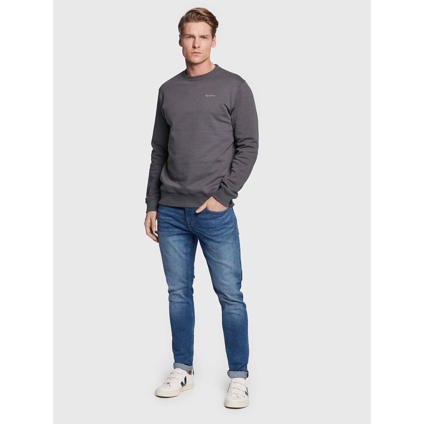 Pepe Jeans Bluză Shane PM582317 Gri Regular Fit - Pled.ro