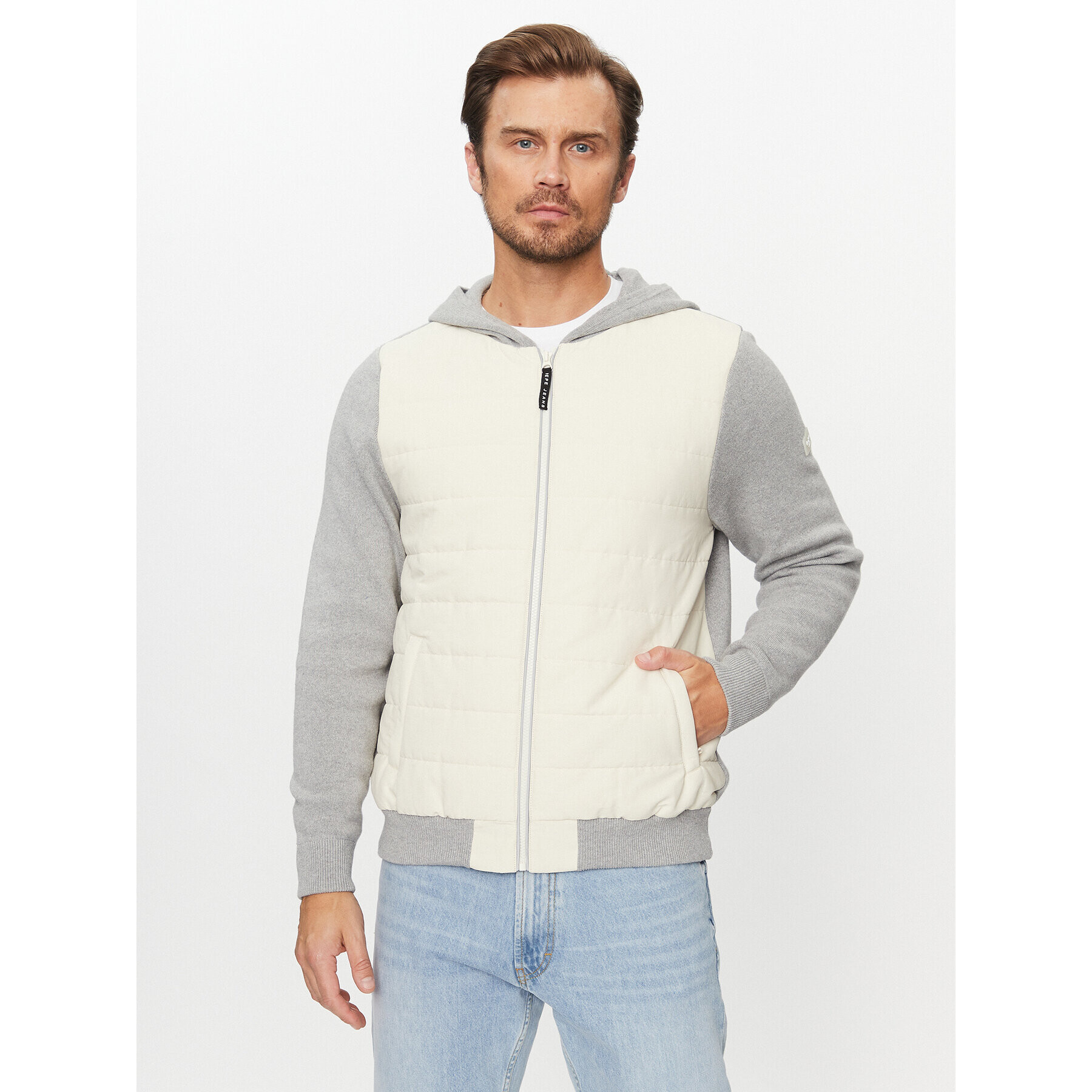 Pepe Jeans Bluză Snell Hoodie PM702380 Écru Regular Fit - Pled.ro